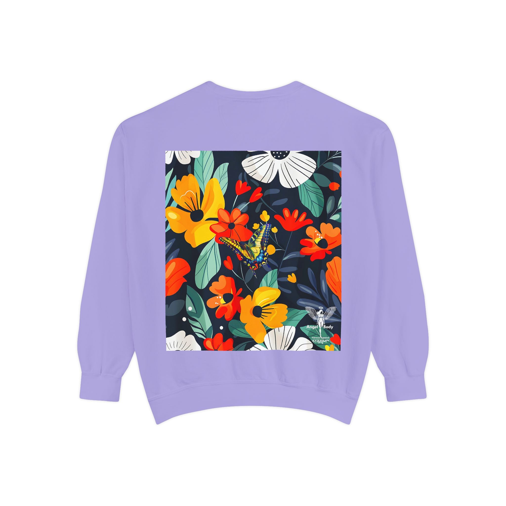 Vibrant Floral Unisex Garment-Dyed Sweatshirt - Perfect for Spring Celebrations - Angel Body
