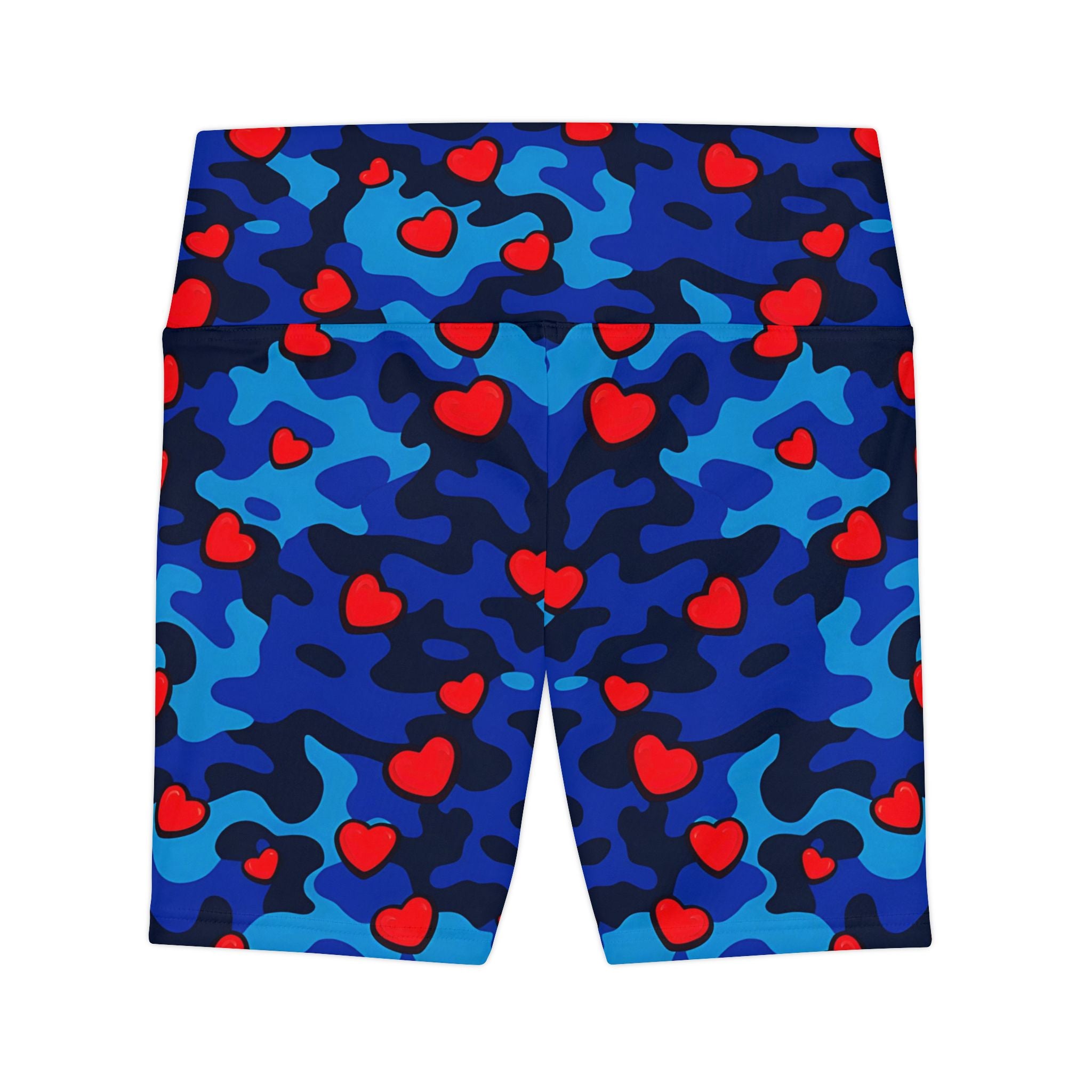 Fun Camouflage Love Women's Workout Shorts | Heart Pattern Activewear - Angel Body