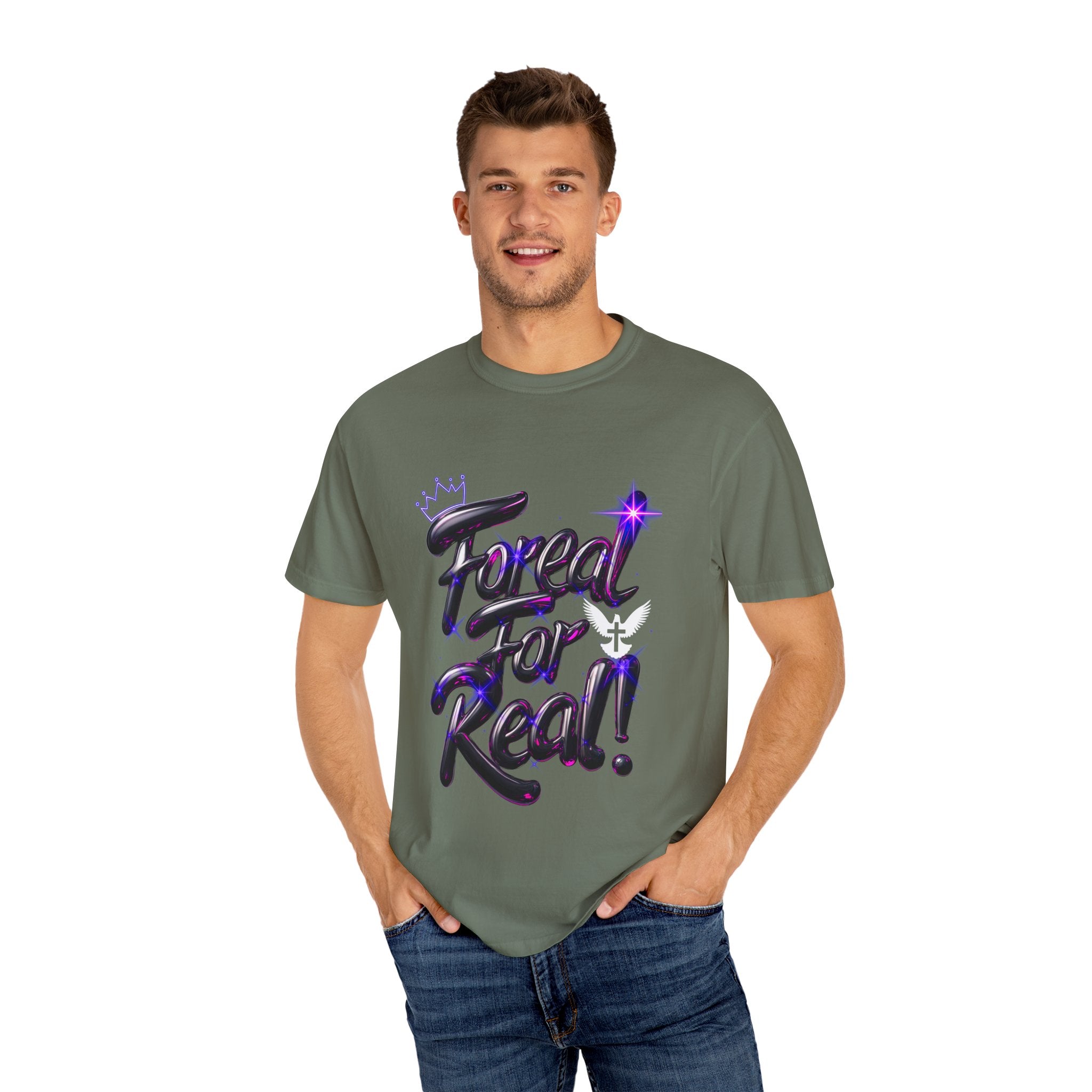 Unisex Garment-Dyed T-shirt - "For Real!" Stylish Statement Tee