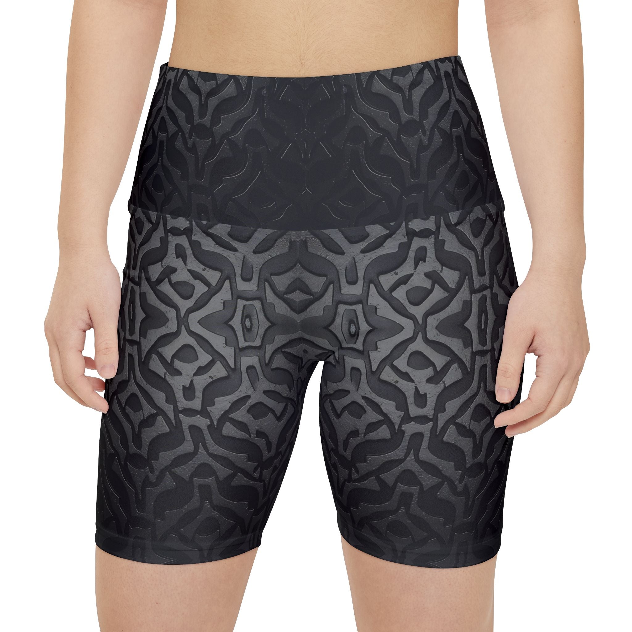 Workout Shorts - Stylish Women's Tech Black Yoga Style Shorts for Fitness Enthusiasts - Angel Body