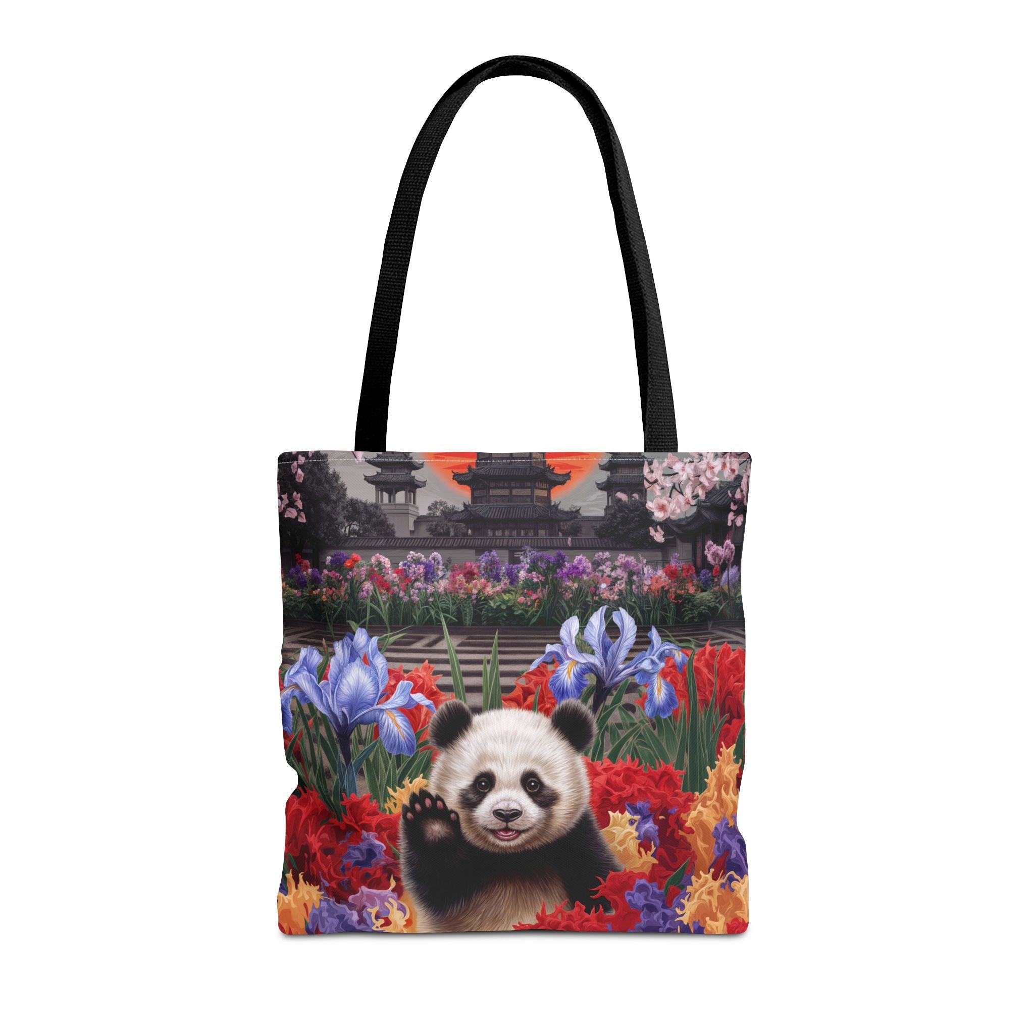 Whimsical Panda Floral Tote Bag - Cute and Colorful Design for Nature Lovers - Angel Body