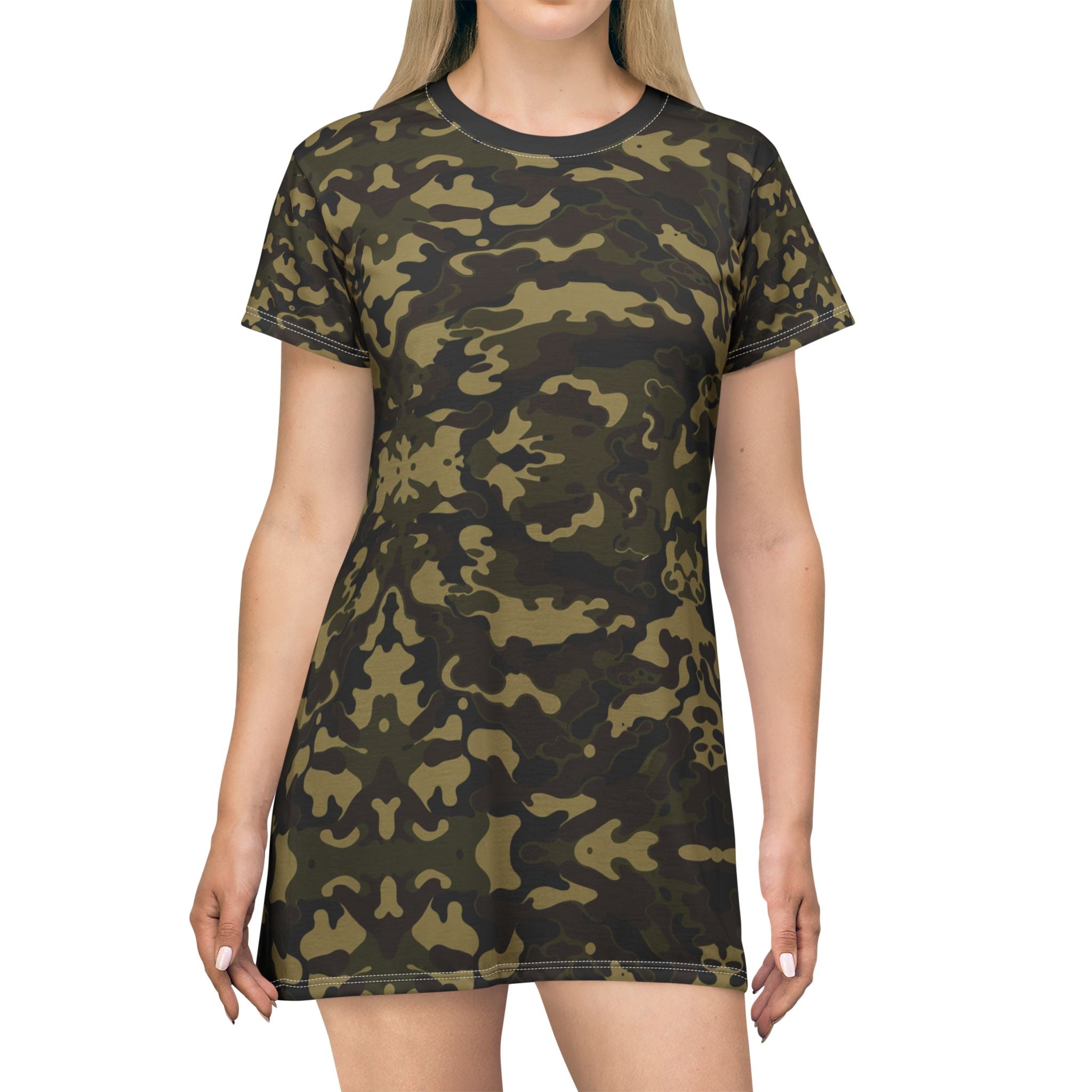 Camo T-Shirt Dress - Stylish and Comfortable Soft Casual Wear - Angel Body