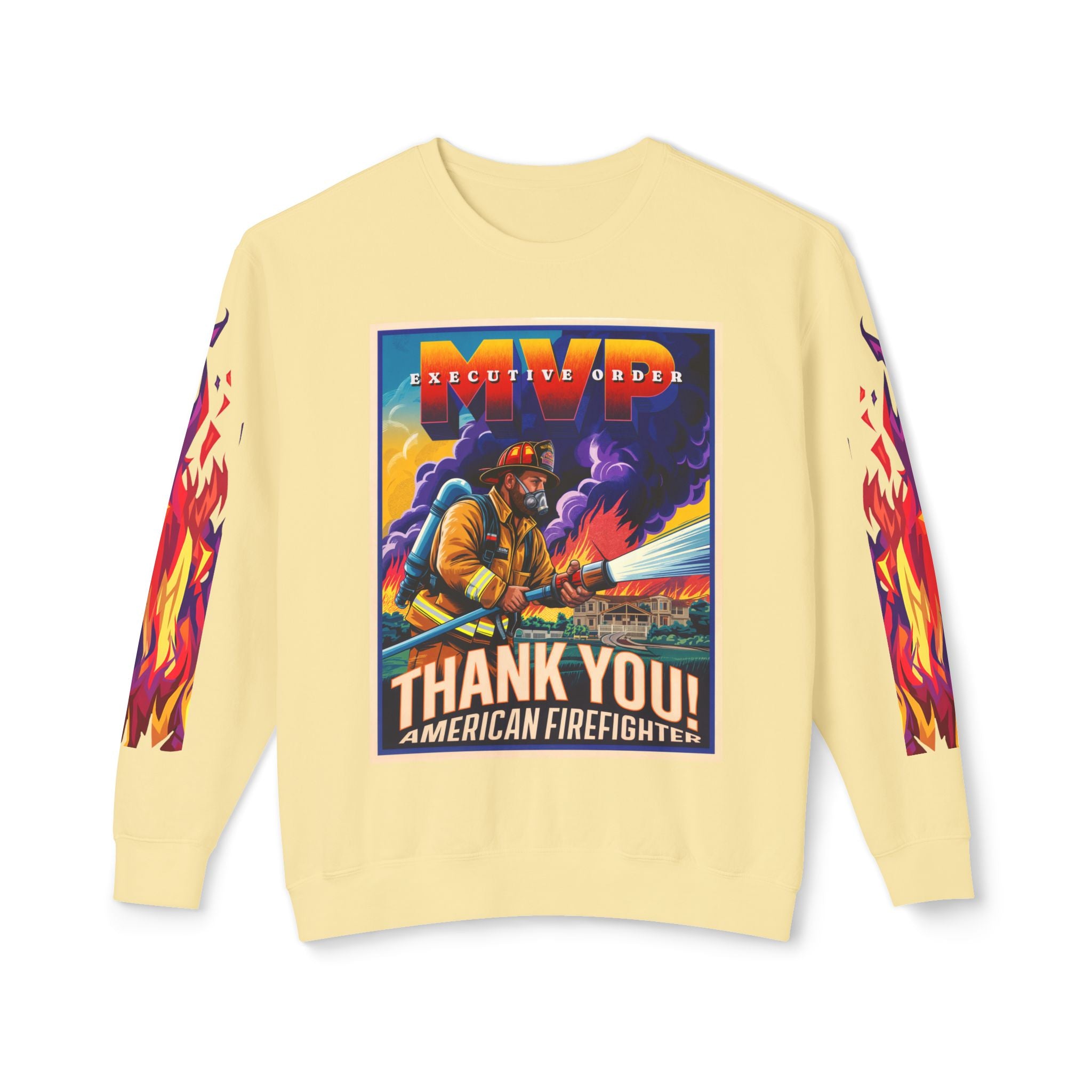 Unisex Crewneck Sweatshirt - Thank You American Firefighter - Angel Body