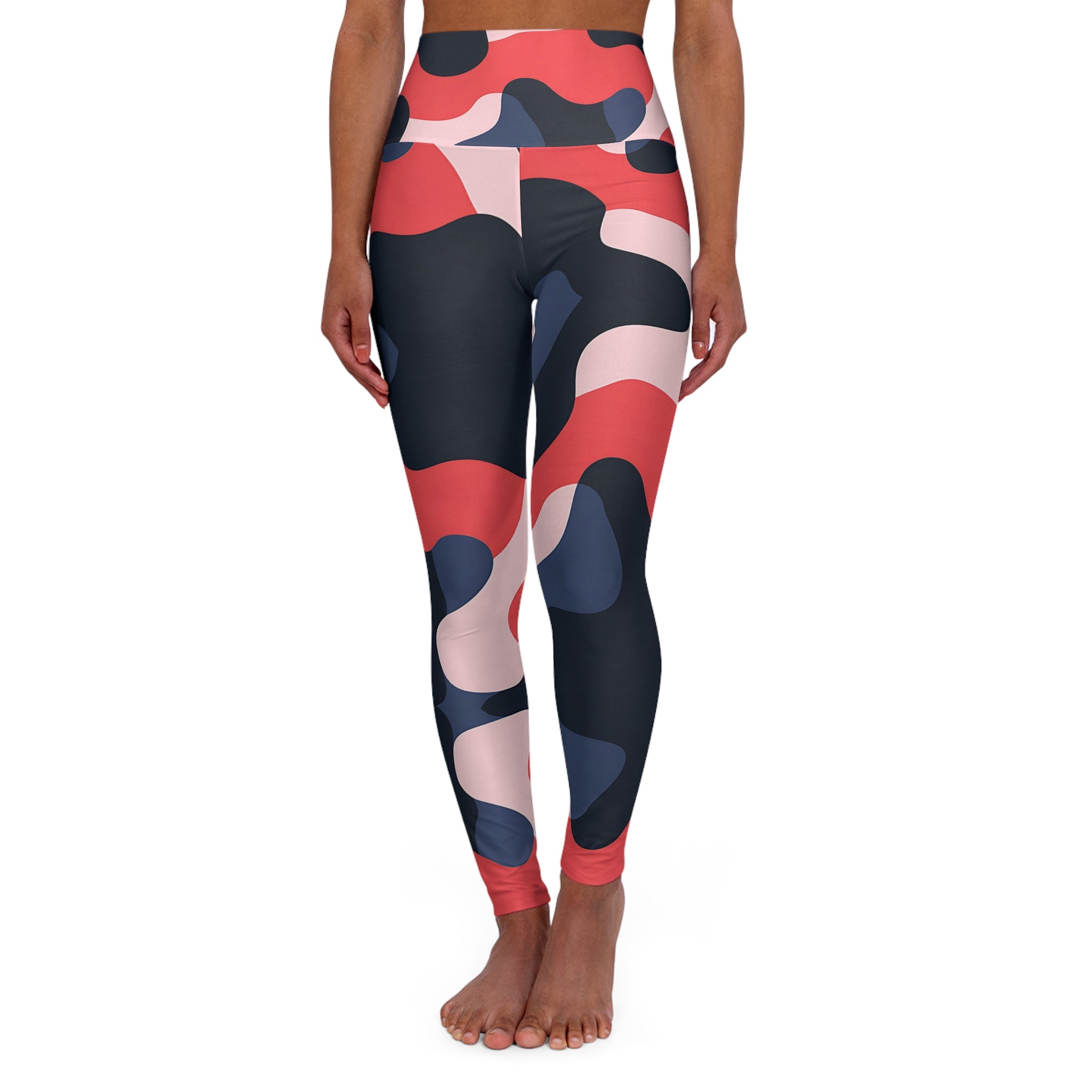 New Custom design High Waisted Yoga Leggings - Colorful Abstract Camouflage Design for Active Angel Body Lifestyle - Angel Body
