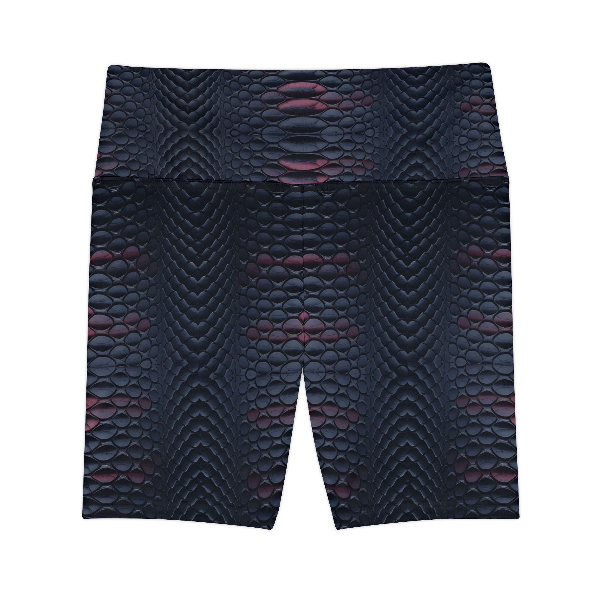 Stylish Women's Workout Shorts - Black Scales Design