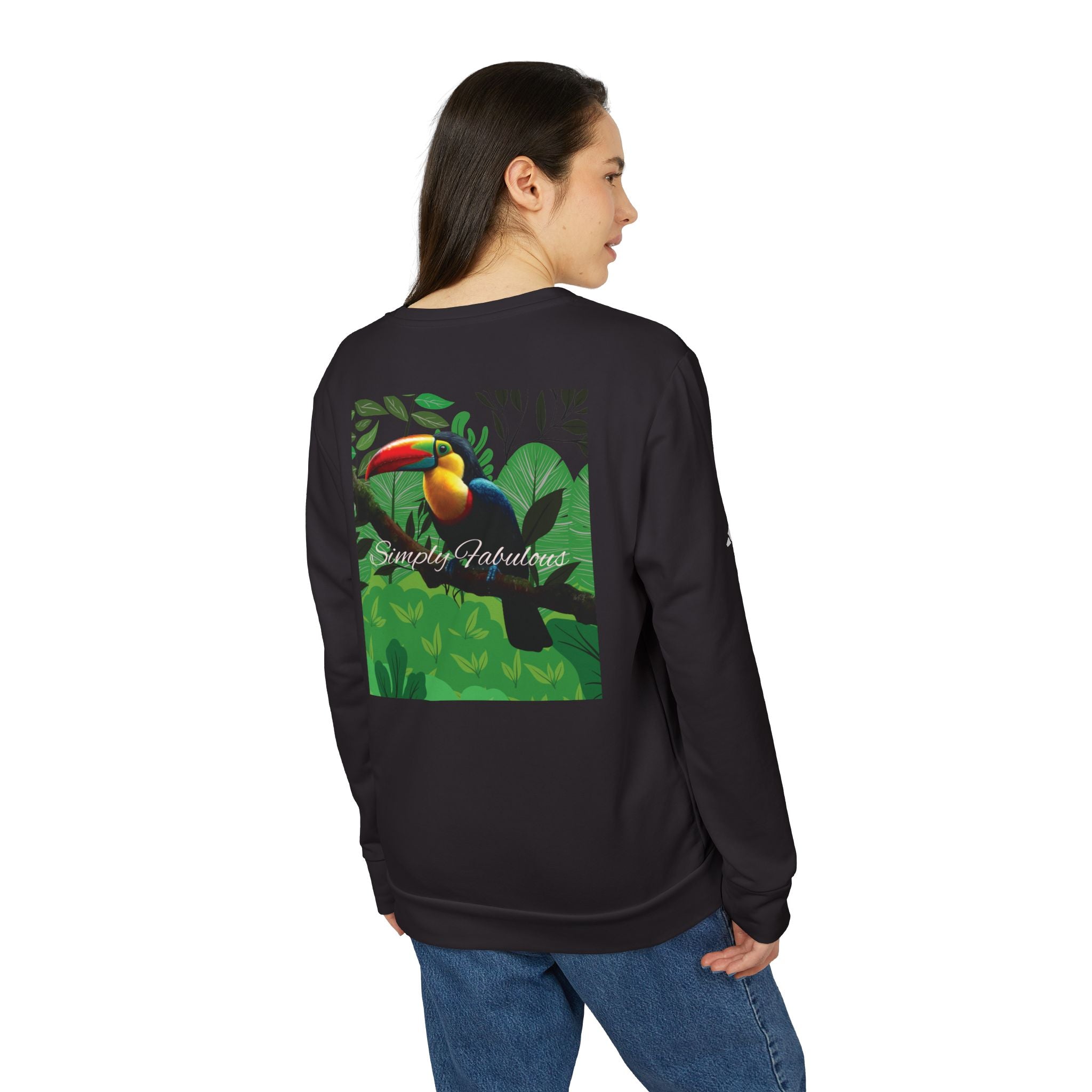 Adidas Unisex Fleece Crewneck Sweatshirt - Simply Fabulous Tropical Toucan Design - Angel Body