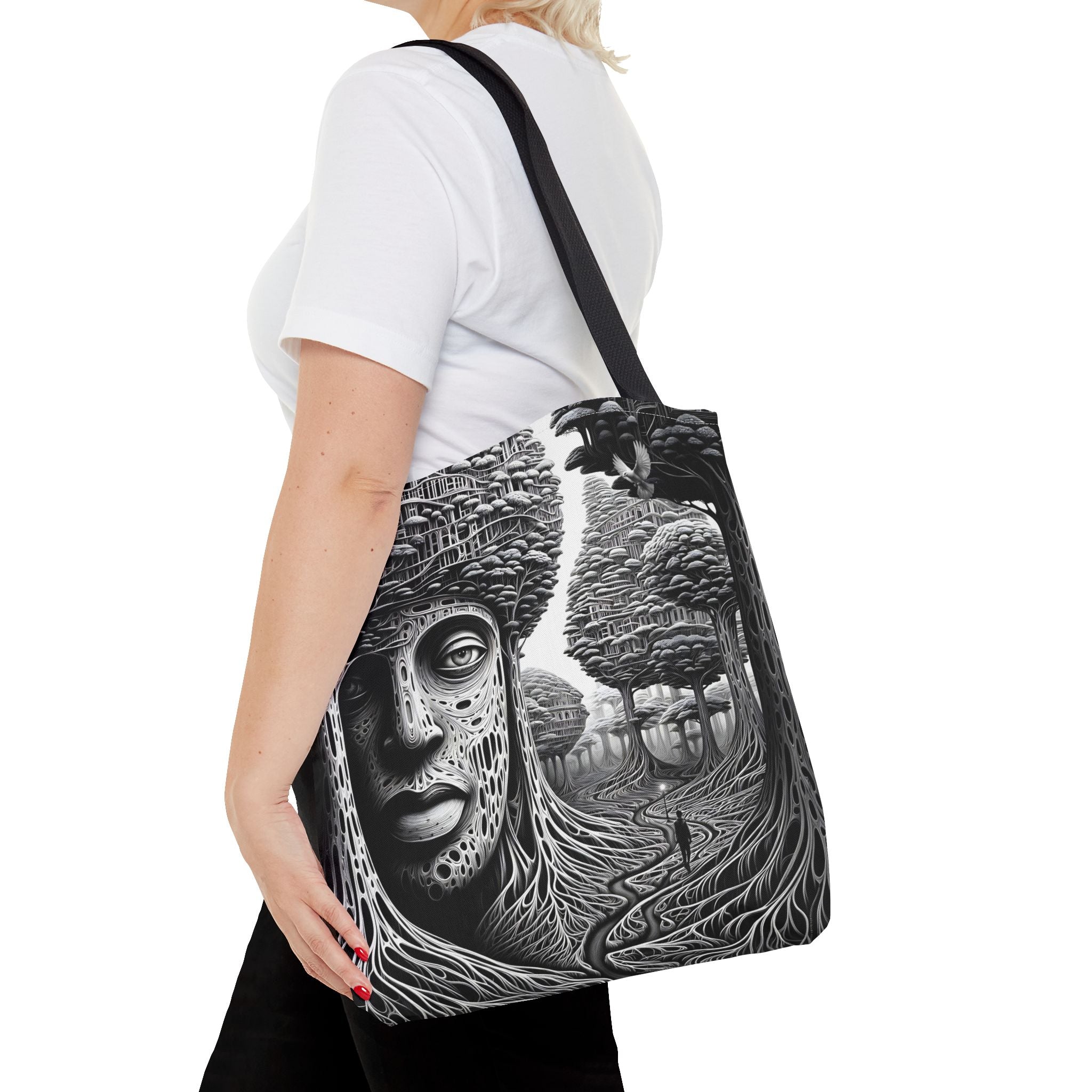 Elegant Crane Tote Bag - Artistic Nature Design for Daily Use and Celebrations - Angel Body