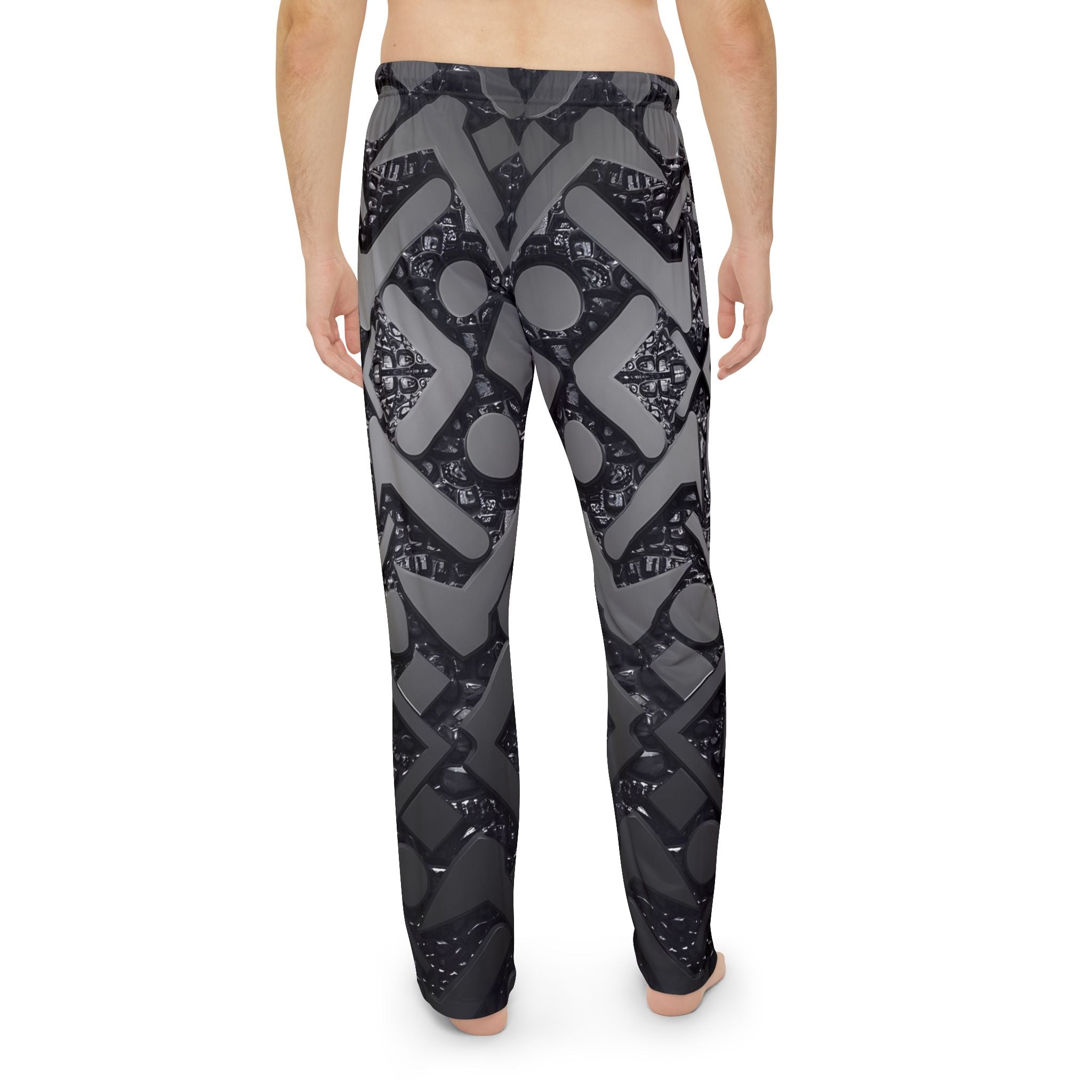 Stylish Men's Pajama Pants - Comfortable Sleepwear with a Black Modern Geometric Design - Angel Body