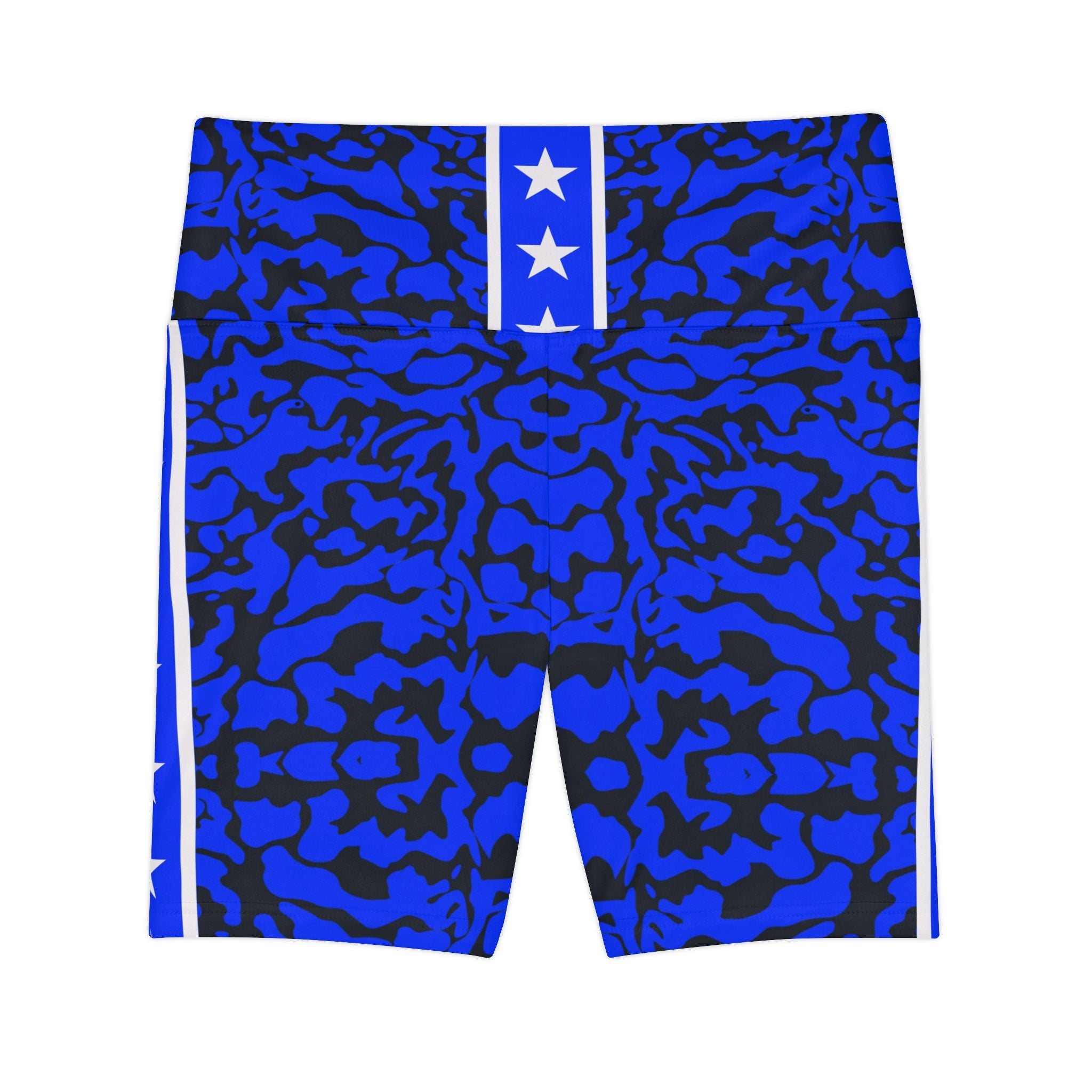 Stylish Blue Camo Workout Shorts for Women - Perfect for Fitness Enthusiasts - Angel Body