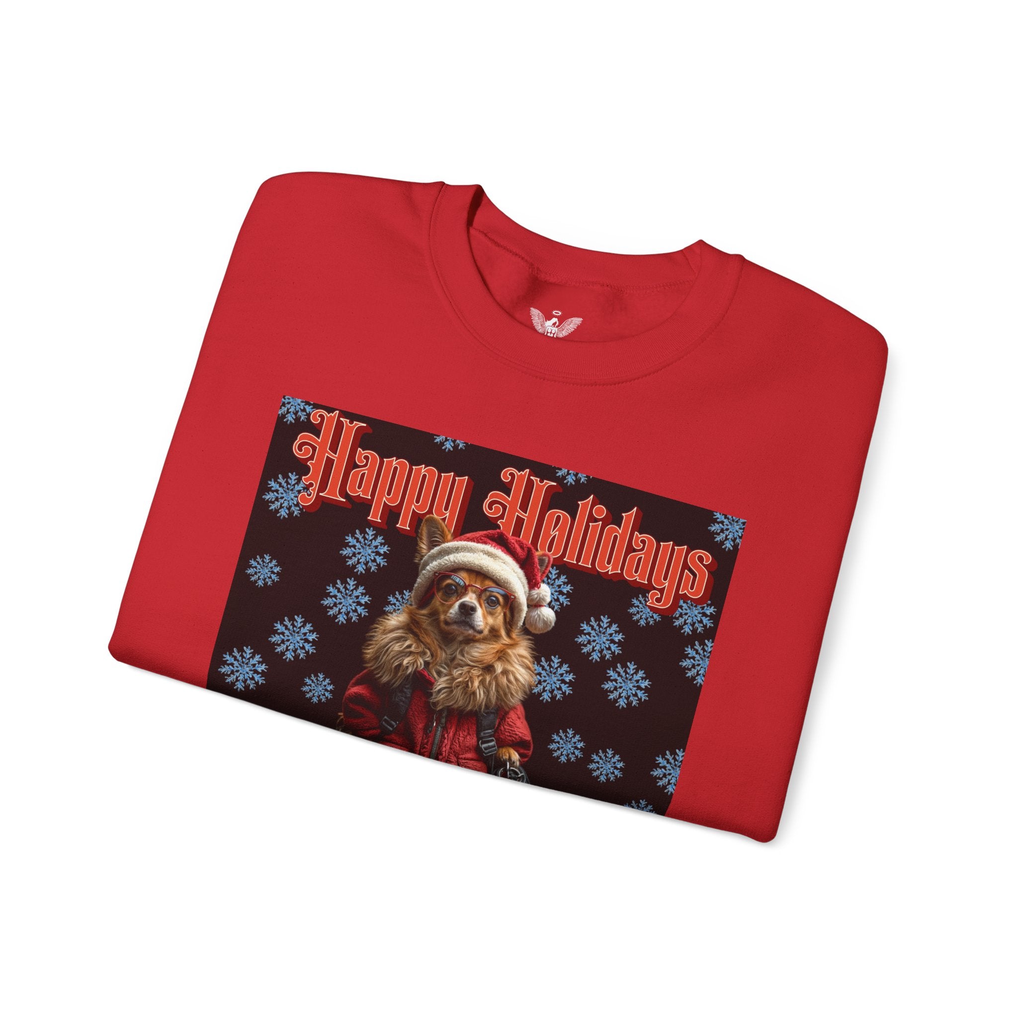 Funny Happy Holidays Dog Unisex Sweatshirt - Angel Body