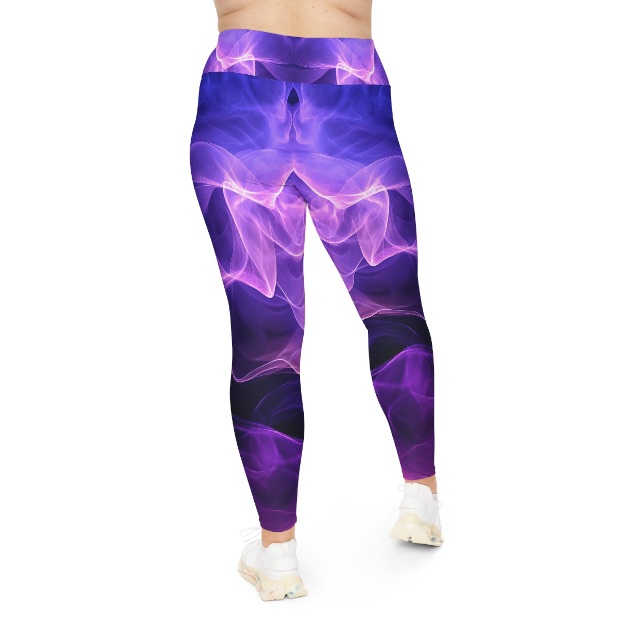 Vibrant Woman Plus Size Leggings - Colorful Smoke Design for Active and Casual Wear - Angel Body