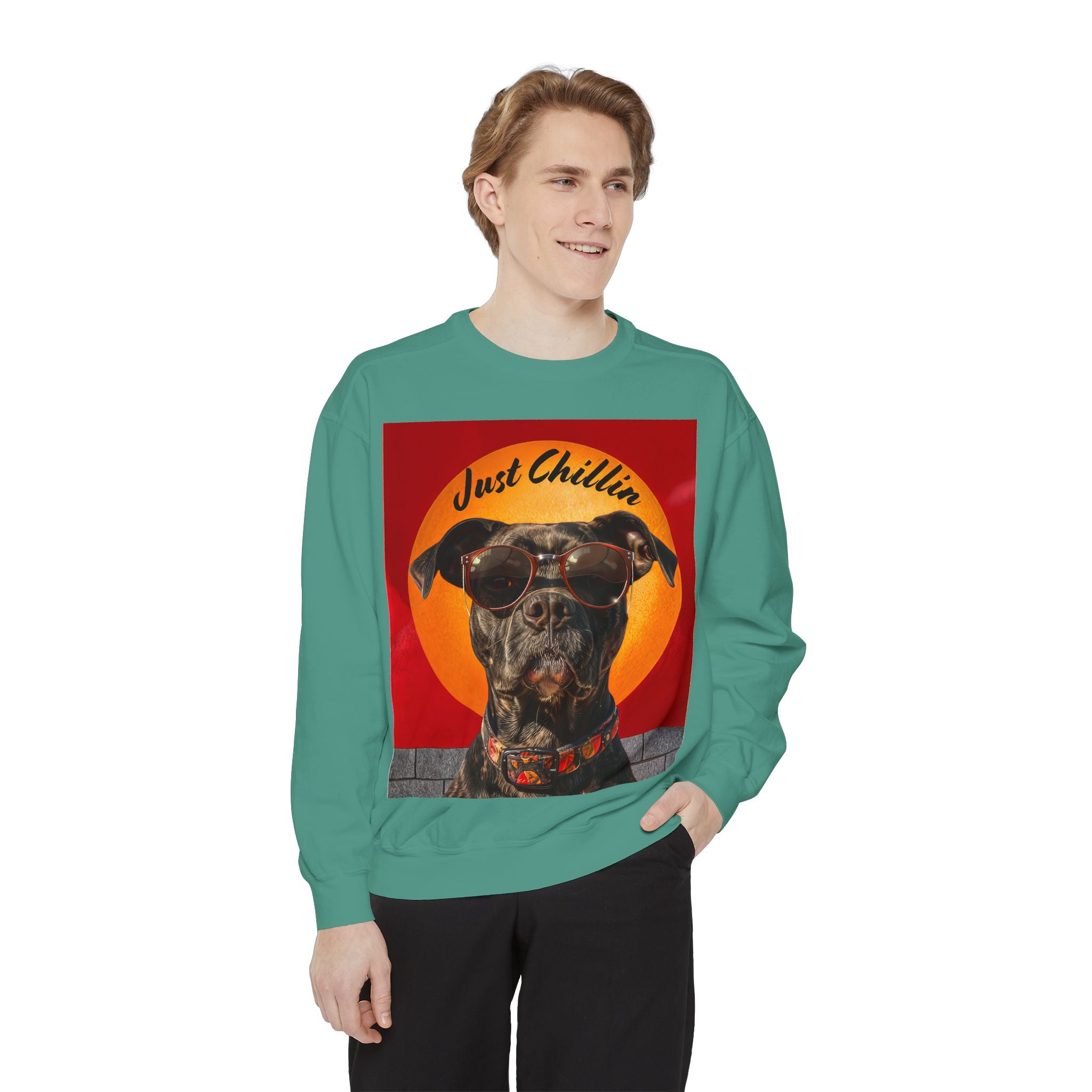 Pit Bull Terrier Dog Sunglasses Sweatshirt - Unisex Garment-Dyed - Angel Body