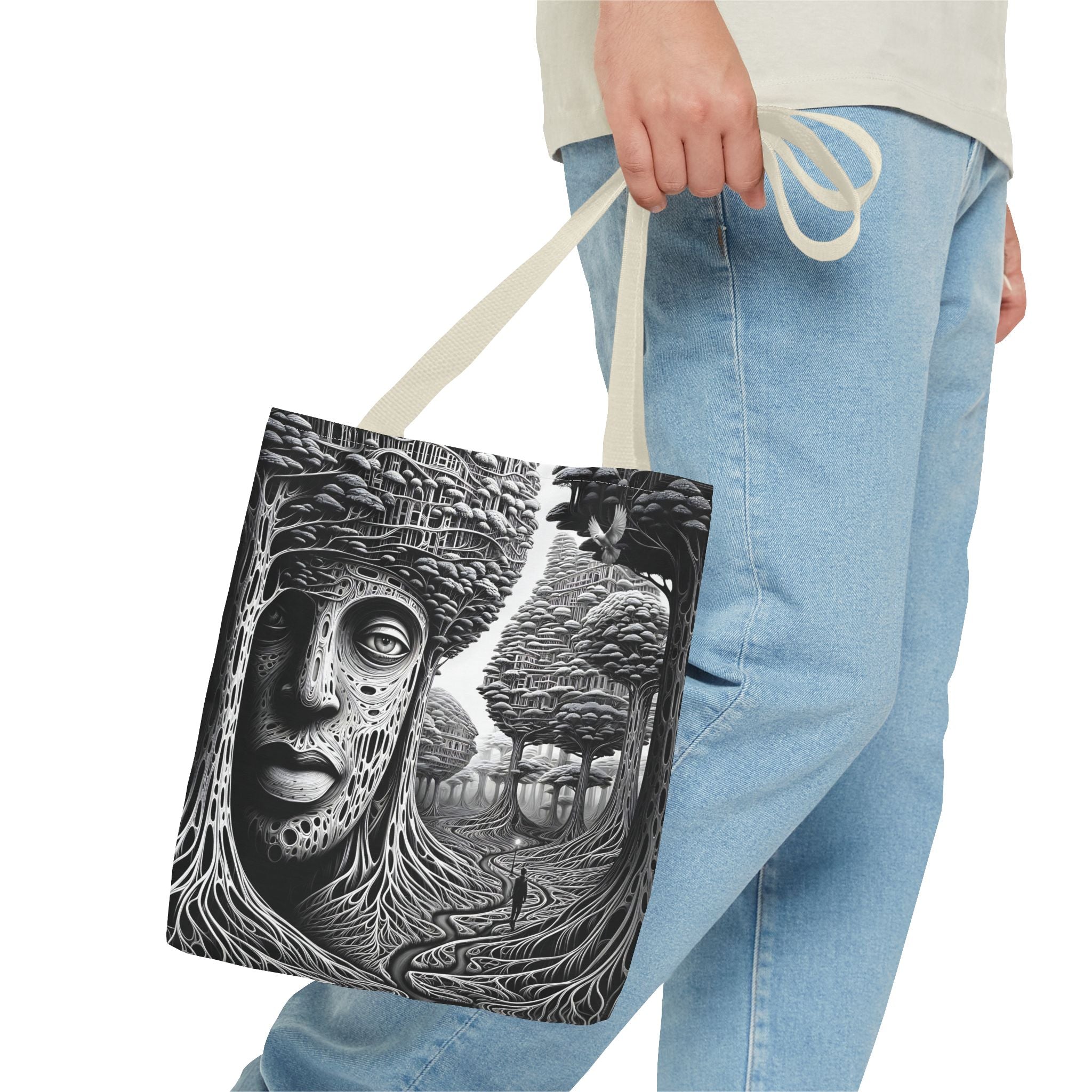Elegant Crane Tote Bag - Artistic Nature Design for Daily Use and Celebrations - Angel Body