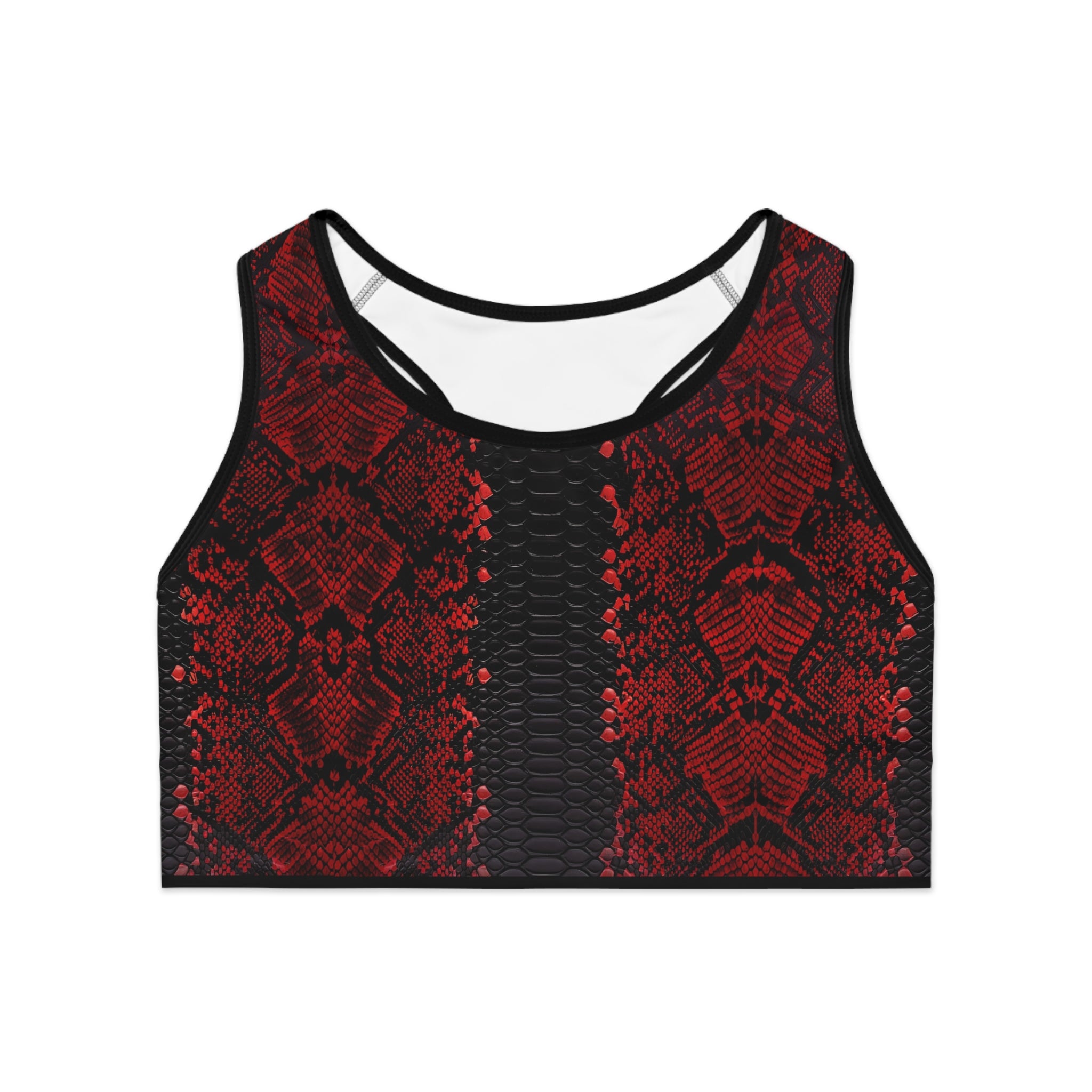 Fierce Red Snake Print Sports Bra for Active Women