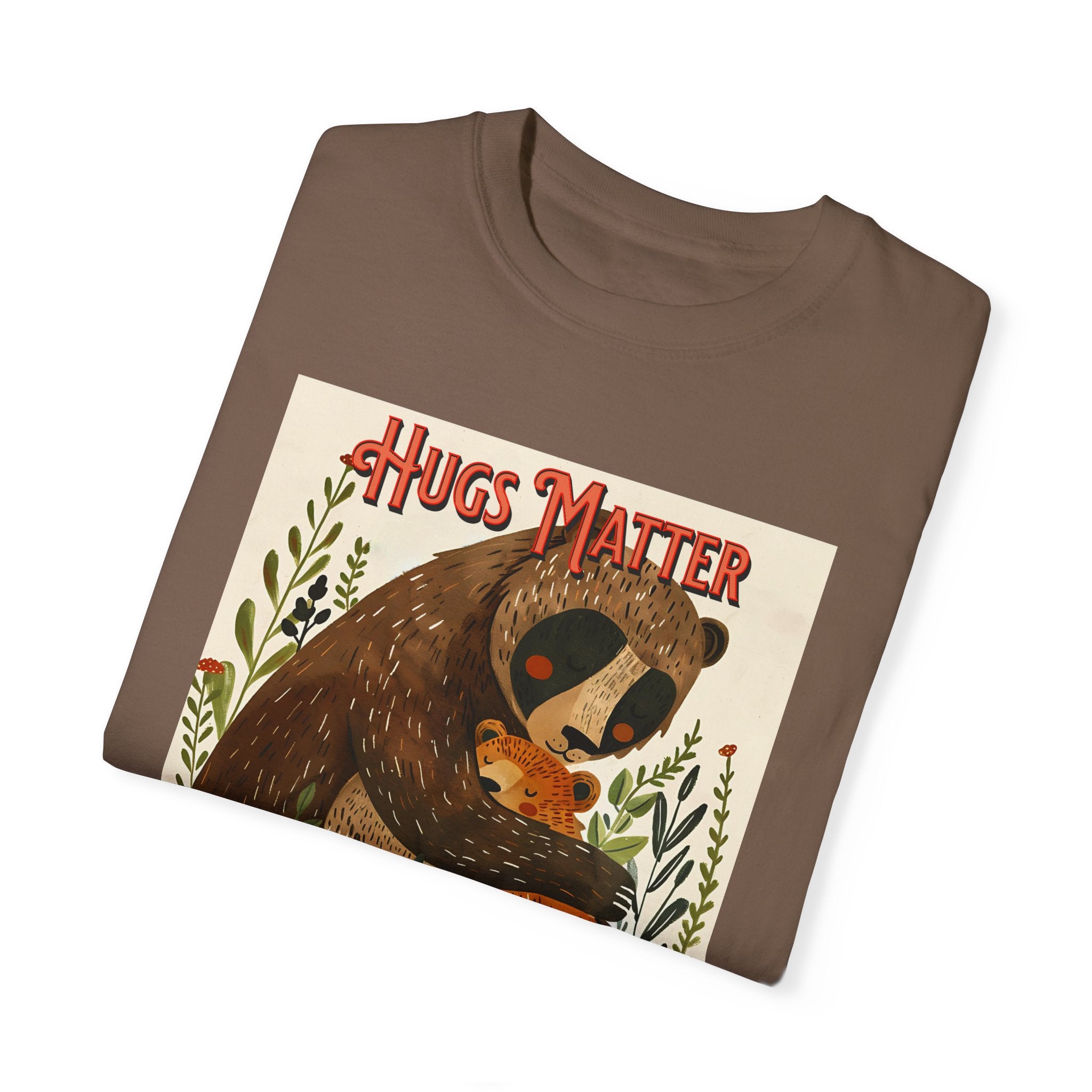 Hugs Matter Unisex Garment-Dyed T-Shirt - Cozy Wildlife Art - Angel Body