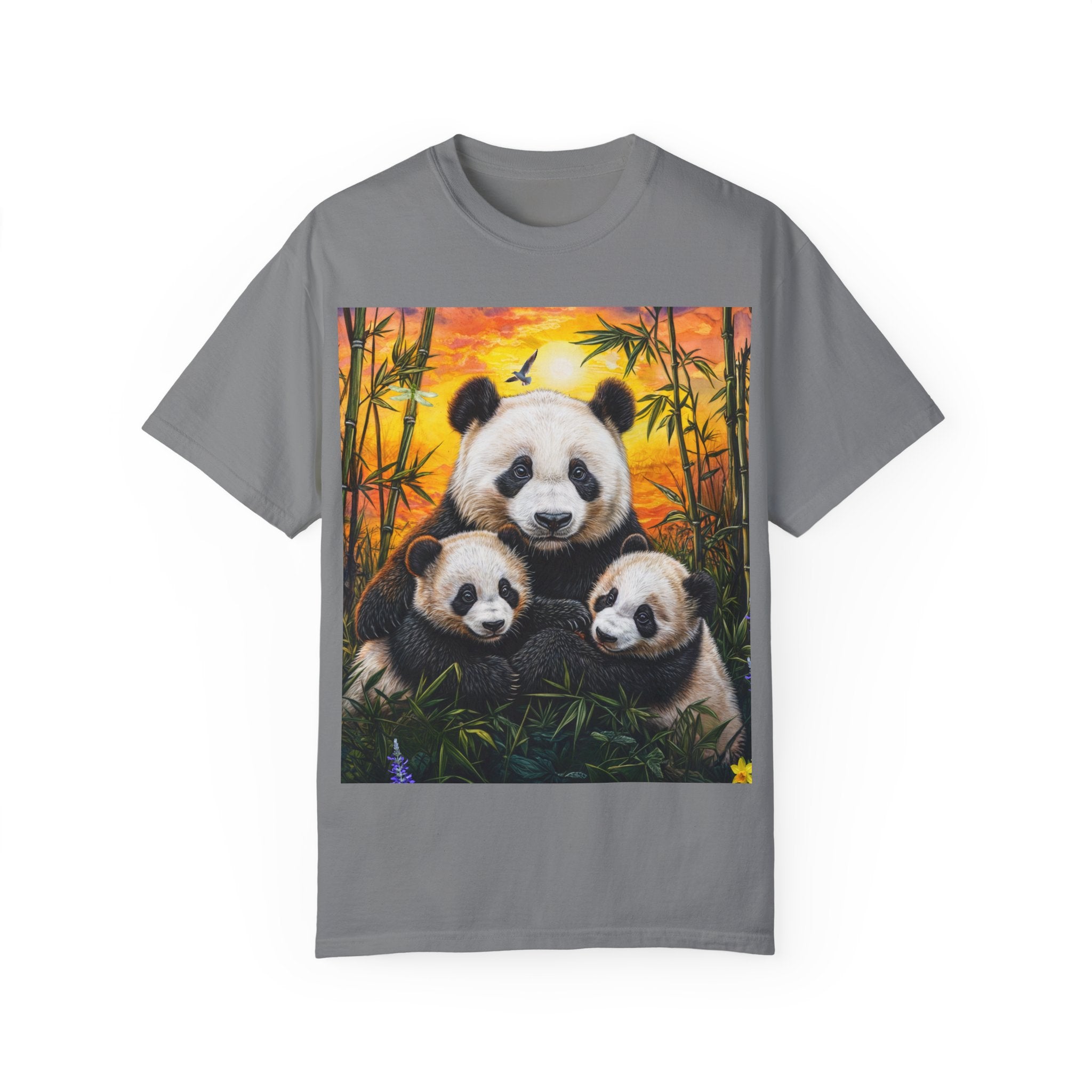 Cute Panda Family Unisex Garment-Dyed T-shirt - Perfect for Animal Lovers - Angel Body