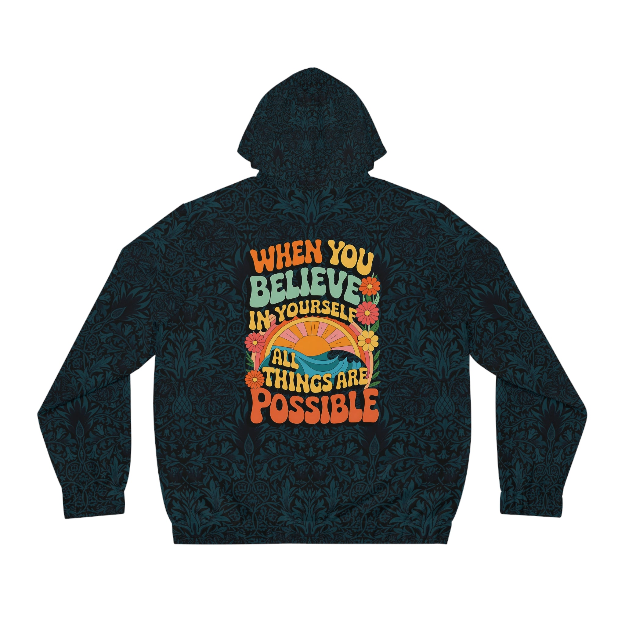Inspirational Men's Full-Zip Hoodie - Believing in Yourself Design - Angel Body