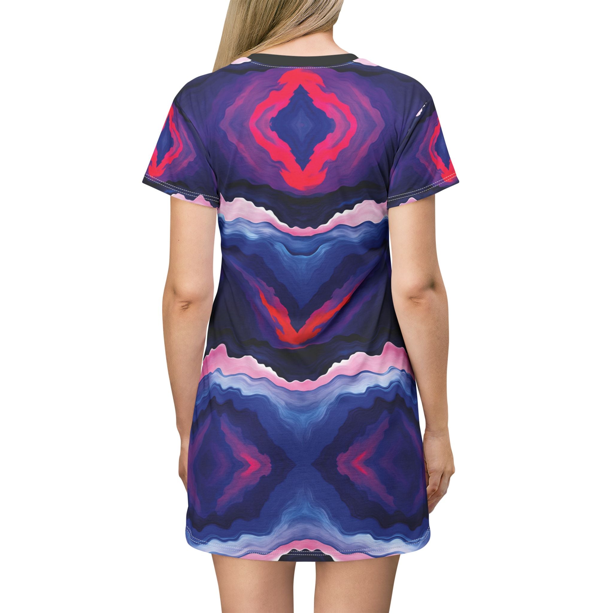 Vibrant Abstract T-Shirt Dress for Summer Vibes - Angel Body