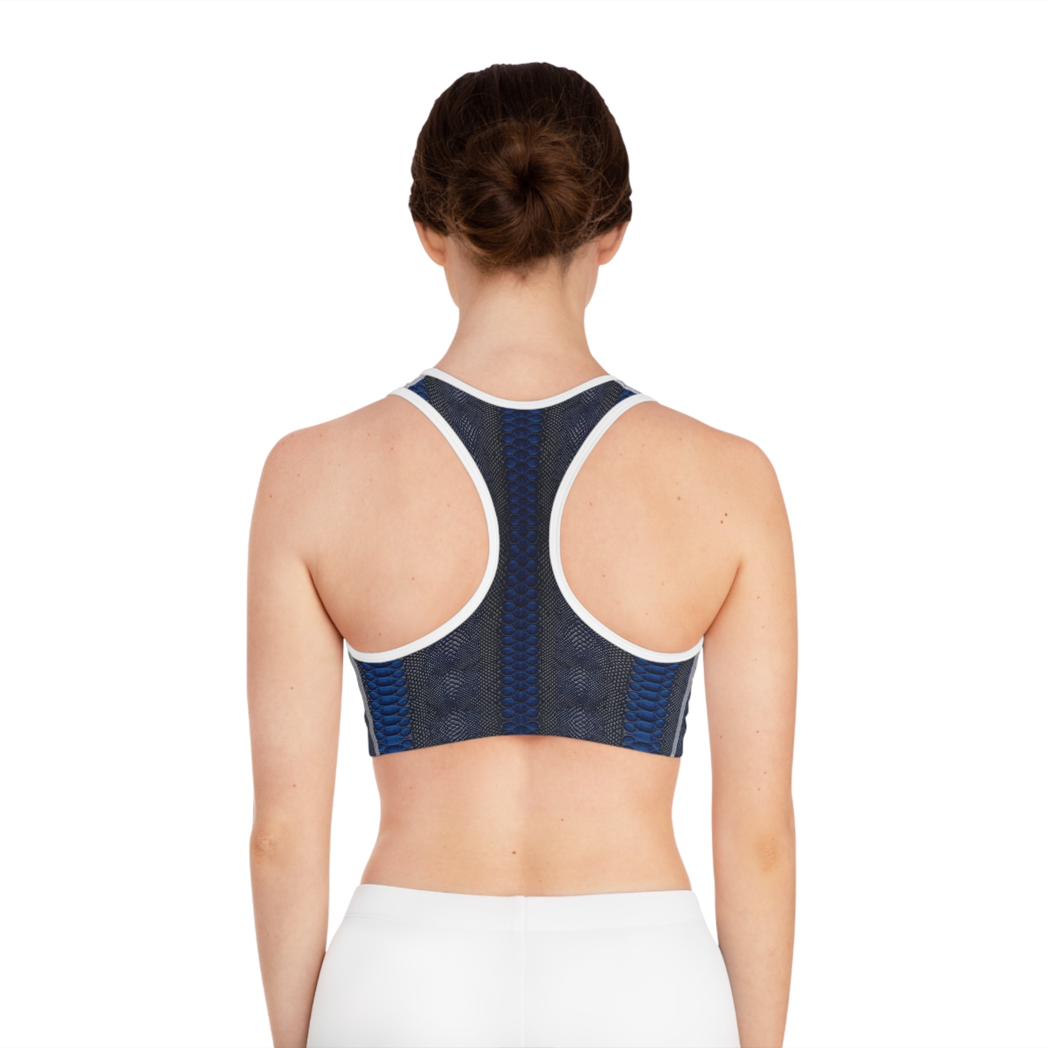 Blue Snake Print Sports Bra for Active Lifestyle