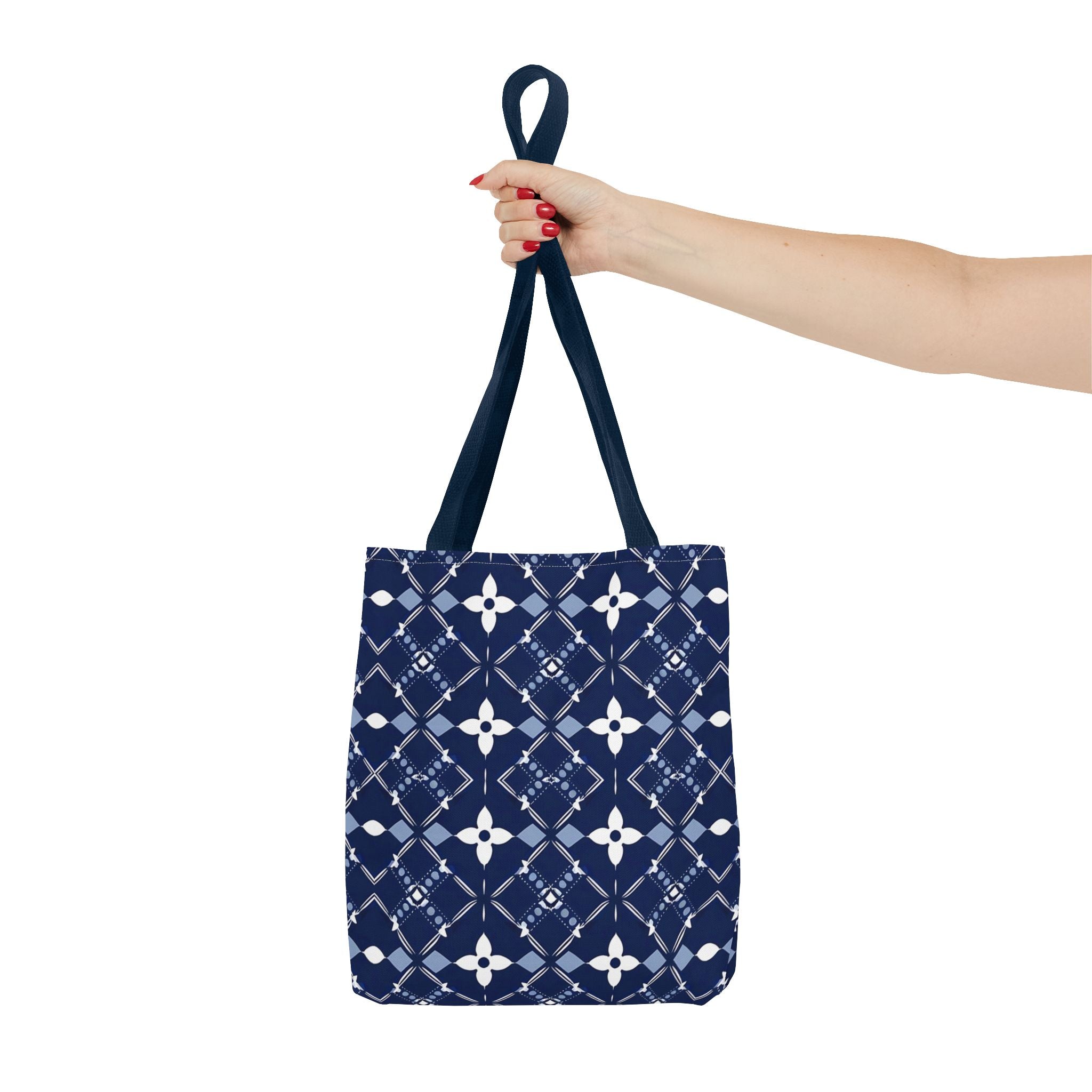 Navy Floral Pattern Tote Bag - Stylish & Versatile for Everyday Use - Angel Body