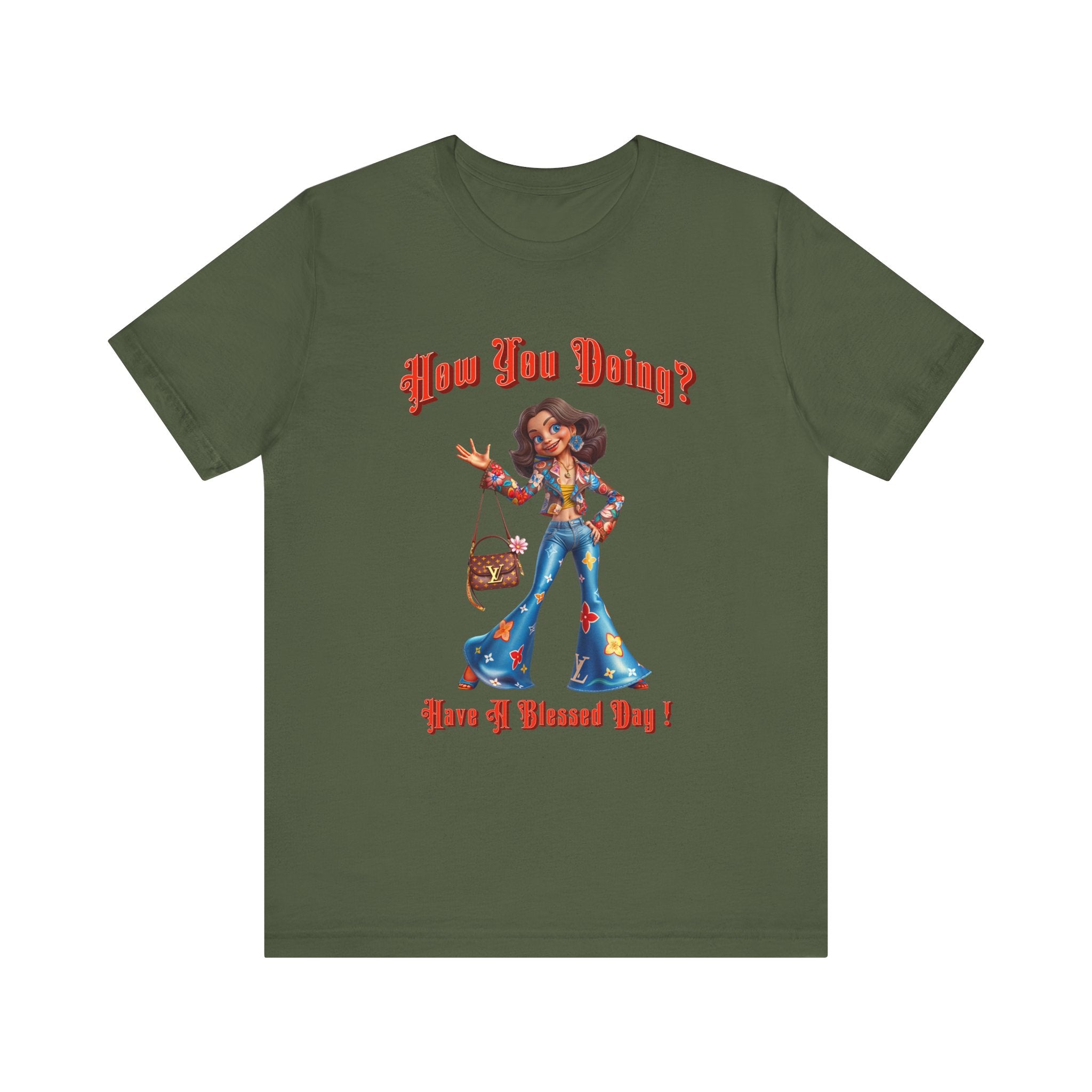 How You Doing Unisex Tee - Happy Young Lady Greeting Design - Angel Body