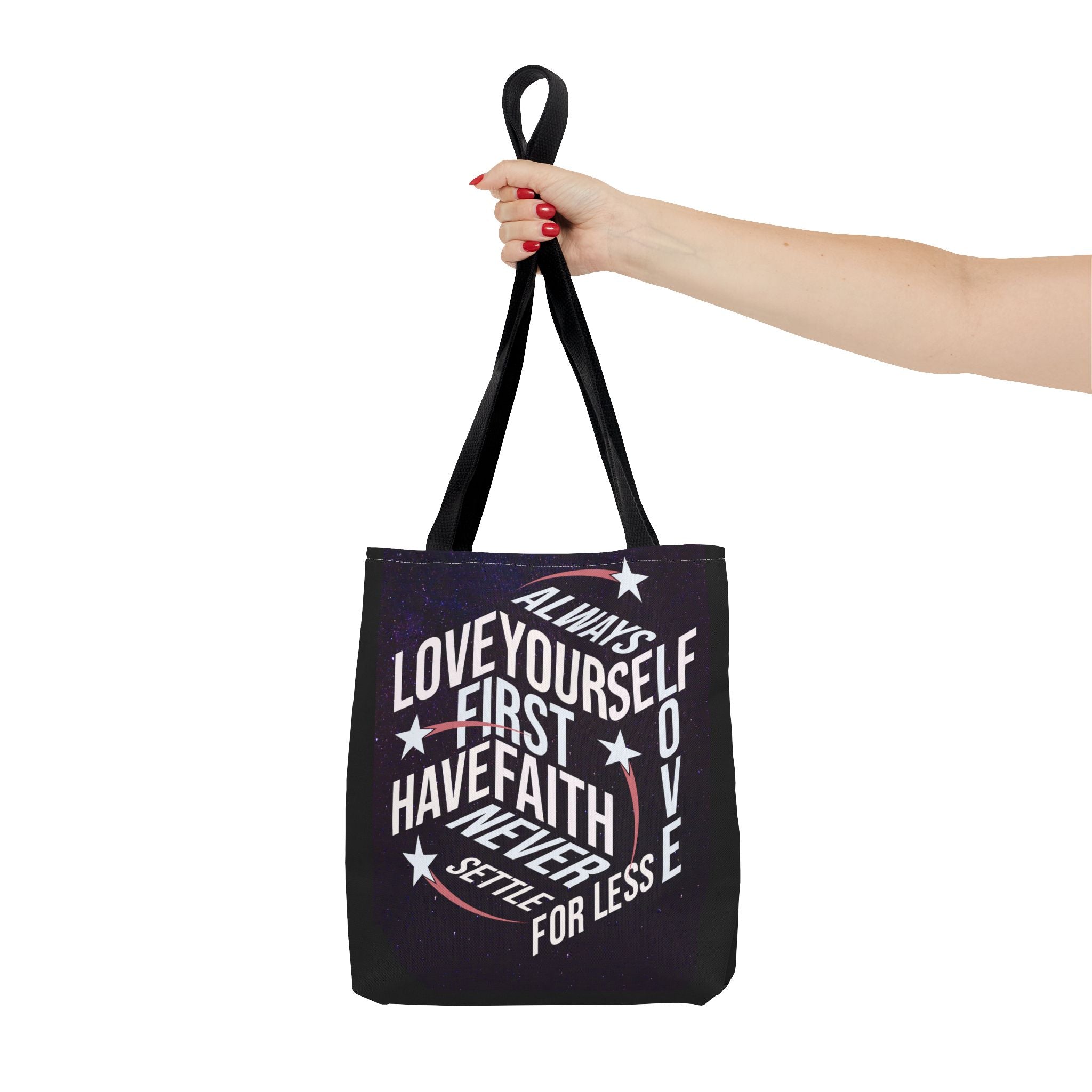 Inspirational Quote Tote Bag - Always Love Yourself First, Have Faith - Angel Body