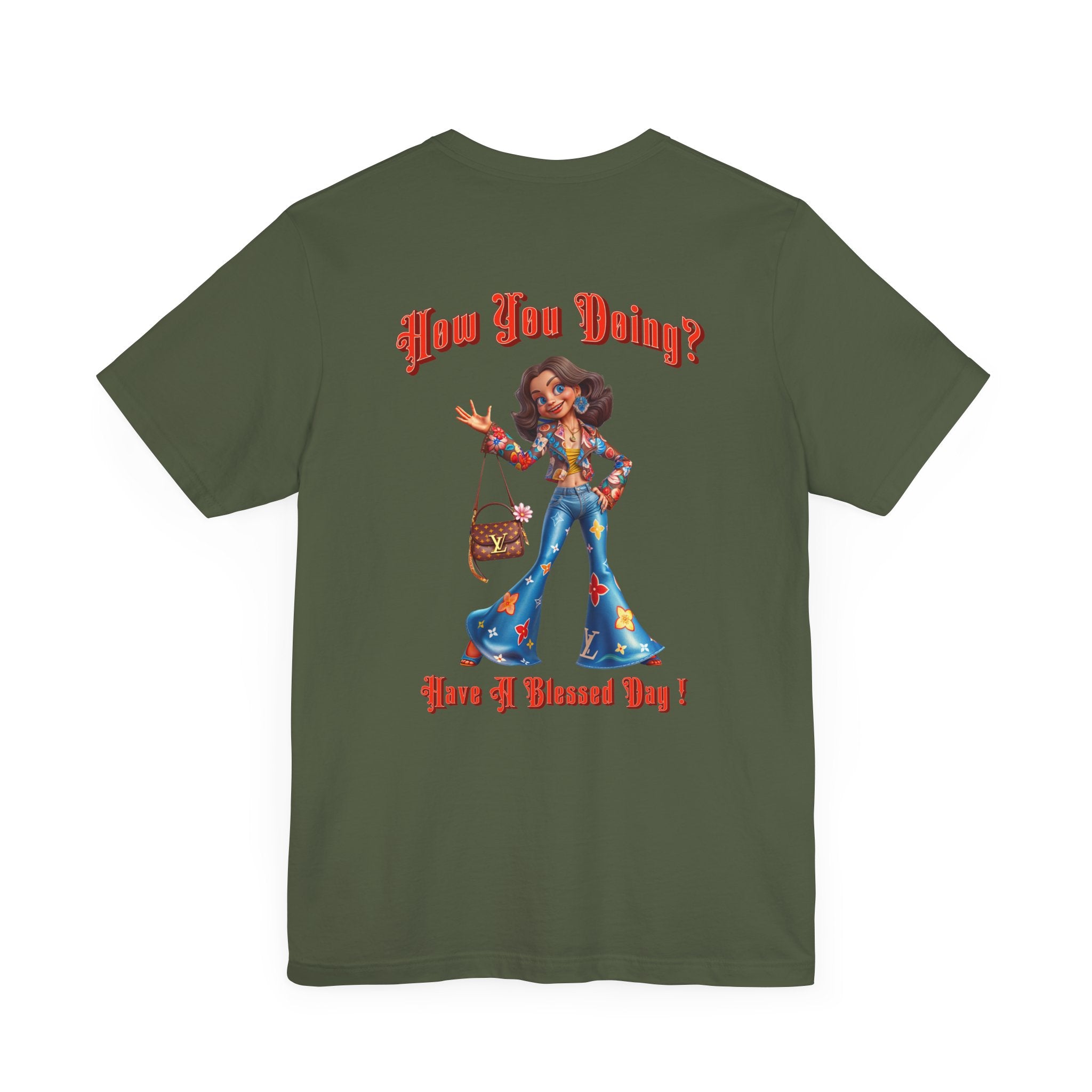 How You Doing Unisex Tee - Happy Young Lady Greeting Design - Angel Body