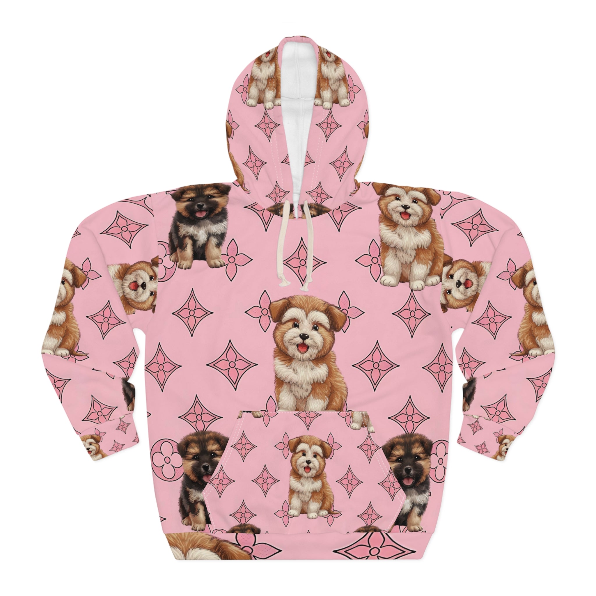 Cute Dog Print Unisex Pullover Hoodie - Perfect for Dog Lovers - Angel Body