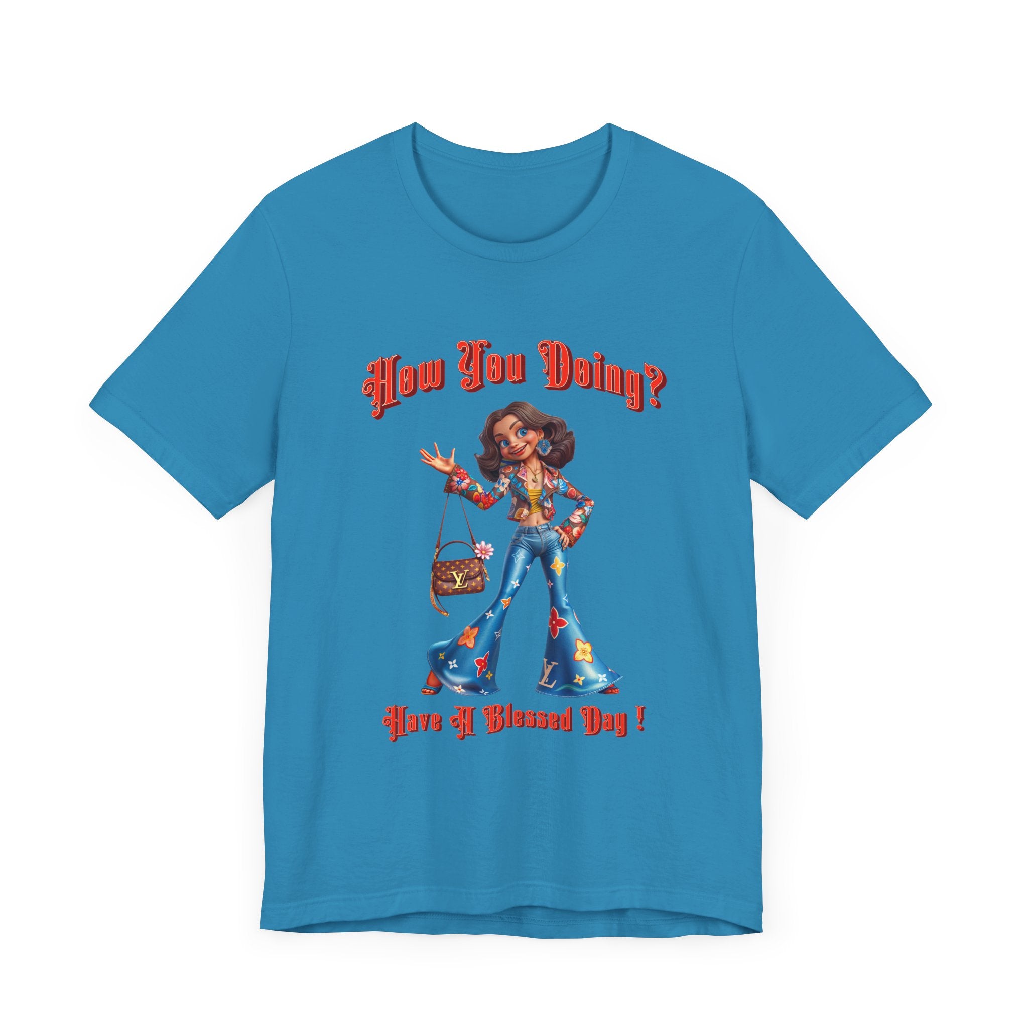 How You Doing Unisex Tee - Happy Young Lady Greeting Design - Angel Body