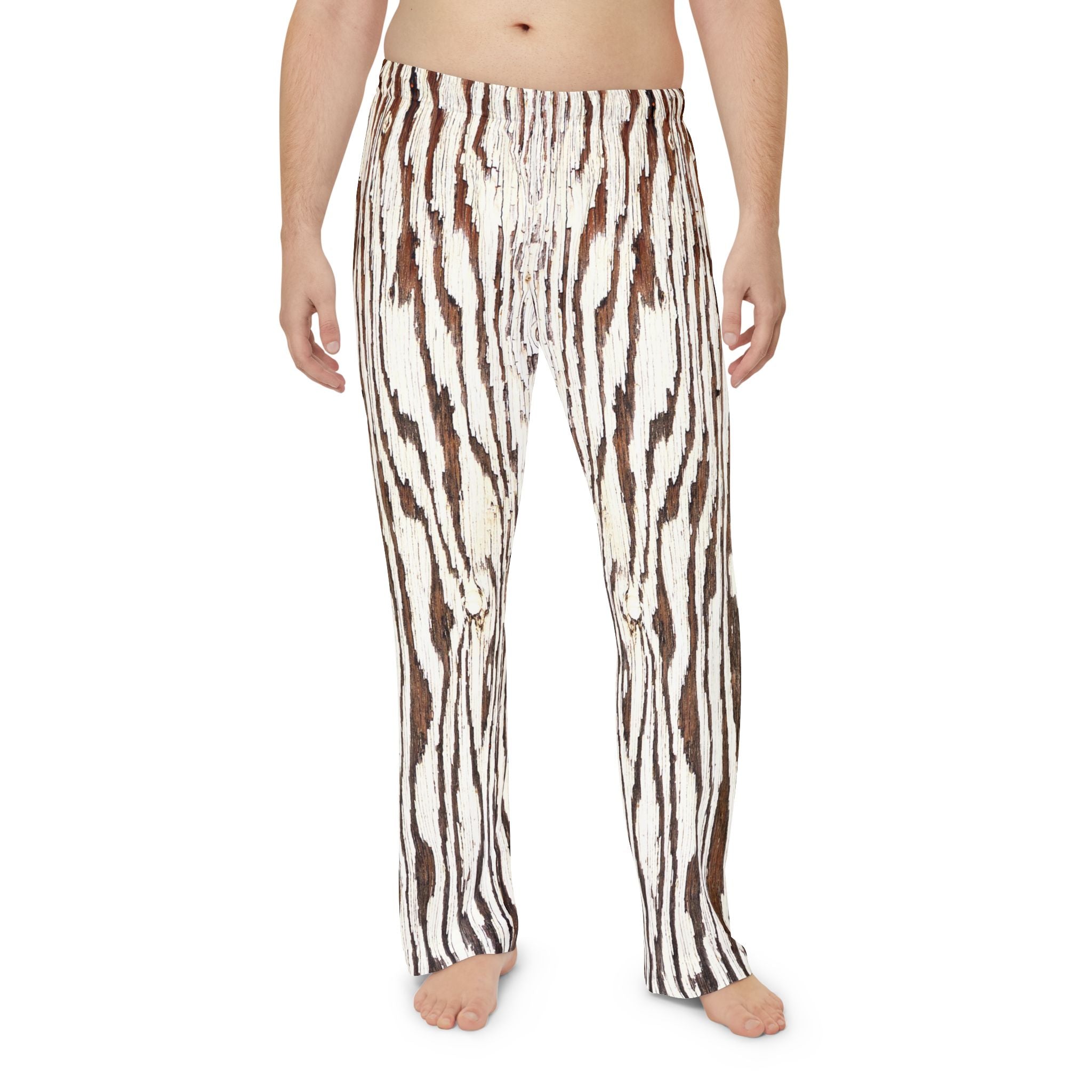 Men's Stylish Woodgrain Pajama Pants - Relaxed Comfort for Home and Leisure