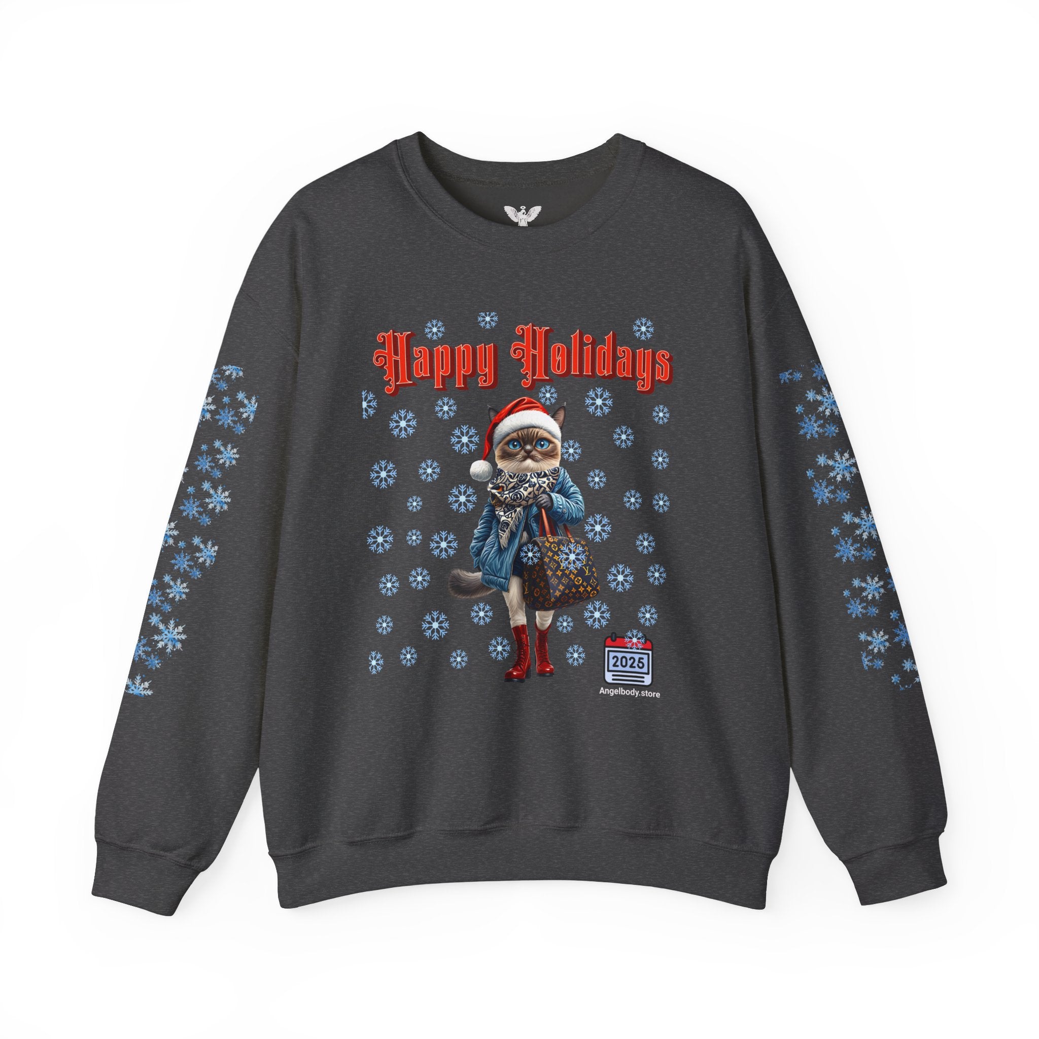 Holiday Cat Crewneck Sweatshirt - Angel Body