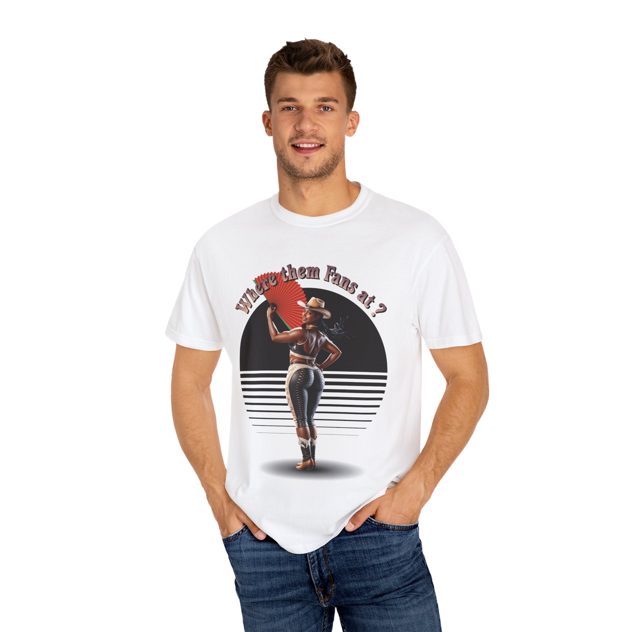 Retro Graphic T-Shirt - 'Where Them Fans At' Urban Style - Angel Body