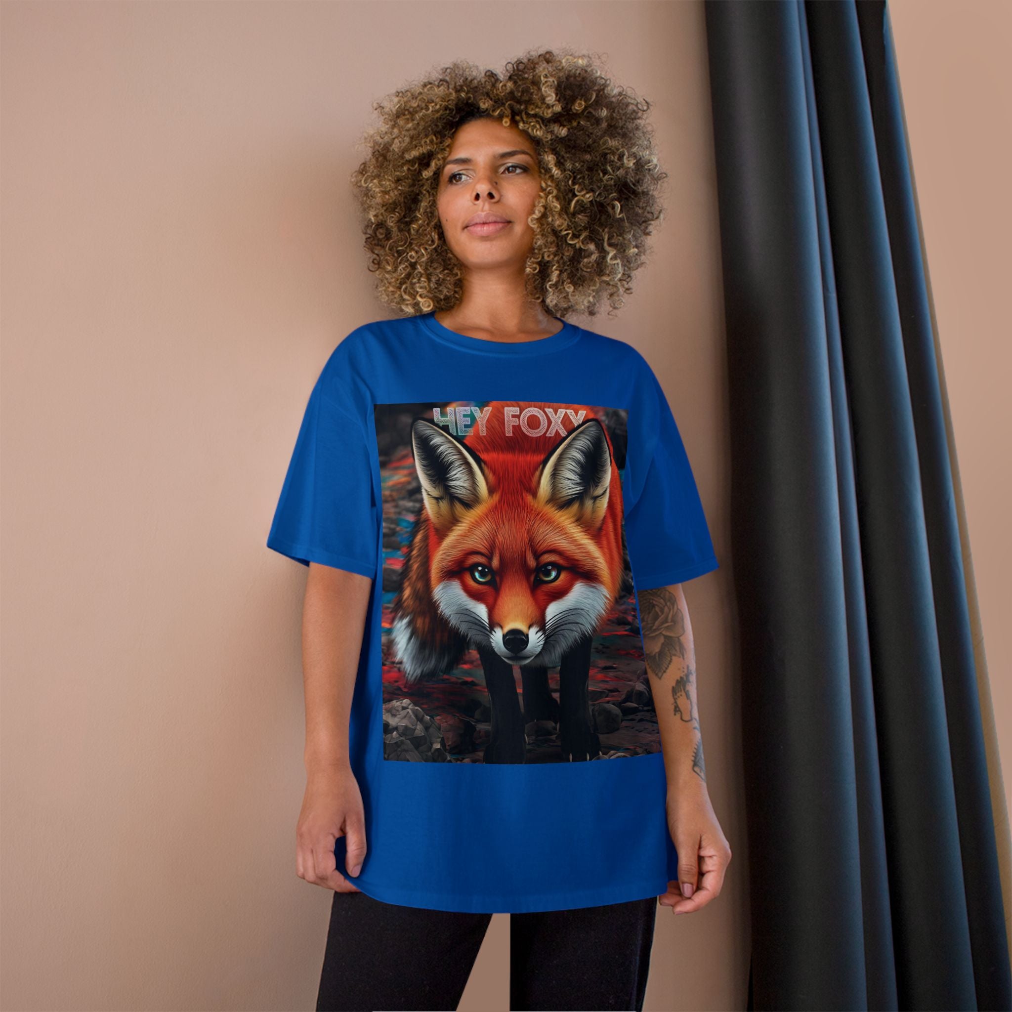 Hey Foxy Champion T-Shirt – Cute Fox Graphic Tee for Nature Lovers - Angel Body