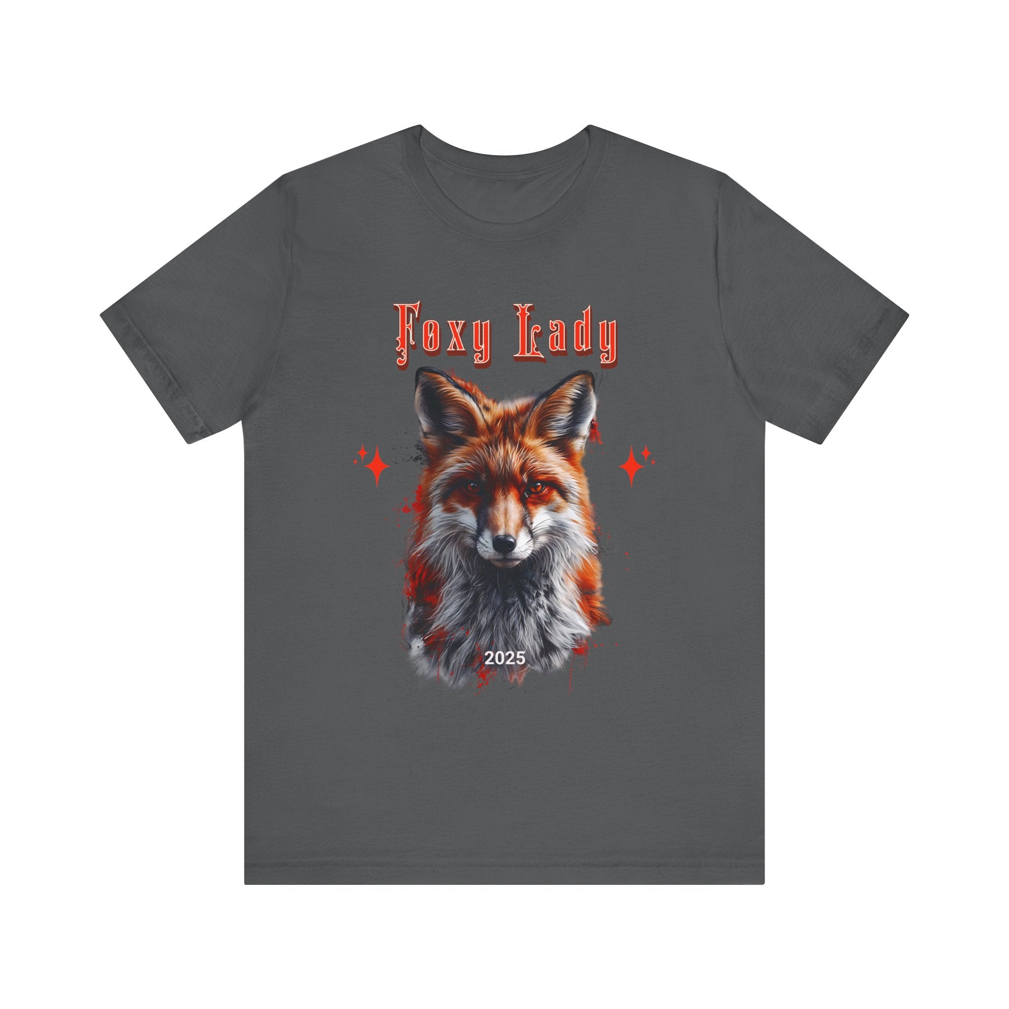 Unisex Jersey Short Sleeve Tee: A beautiful Red Fox with the words foxy lady - Angel Body