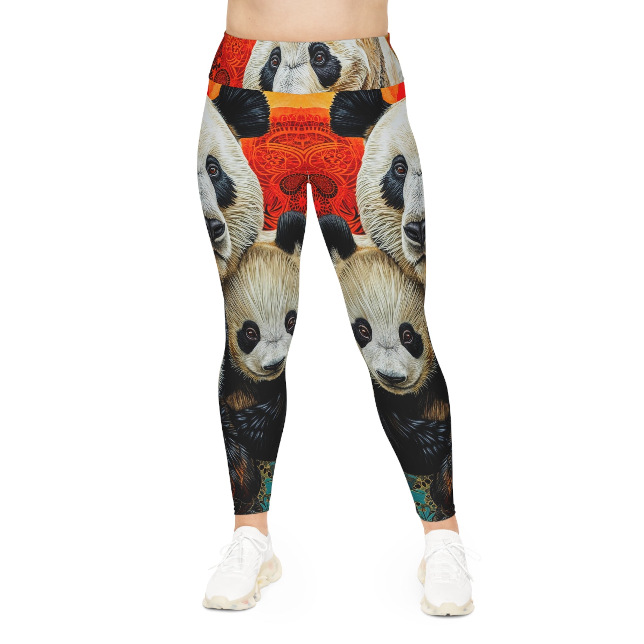 Vibrant Panda Print Plus Size Leggings for Comfort and Style - Angel Body