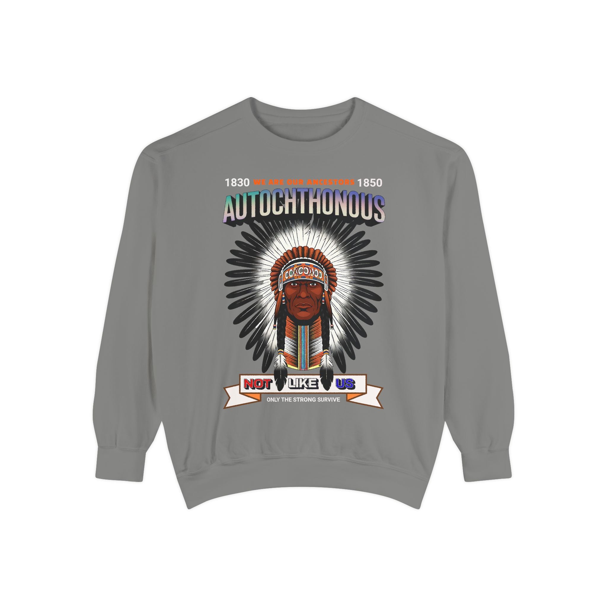 Autochthonous Heritage Sweatshirt - Unisex Garment-Dyed Hoodie with Indigenous Design - Angel Body