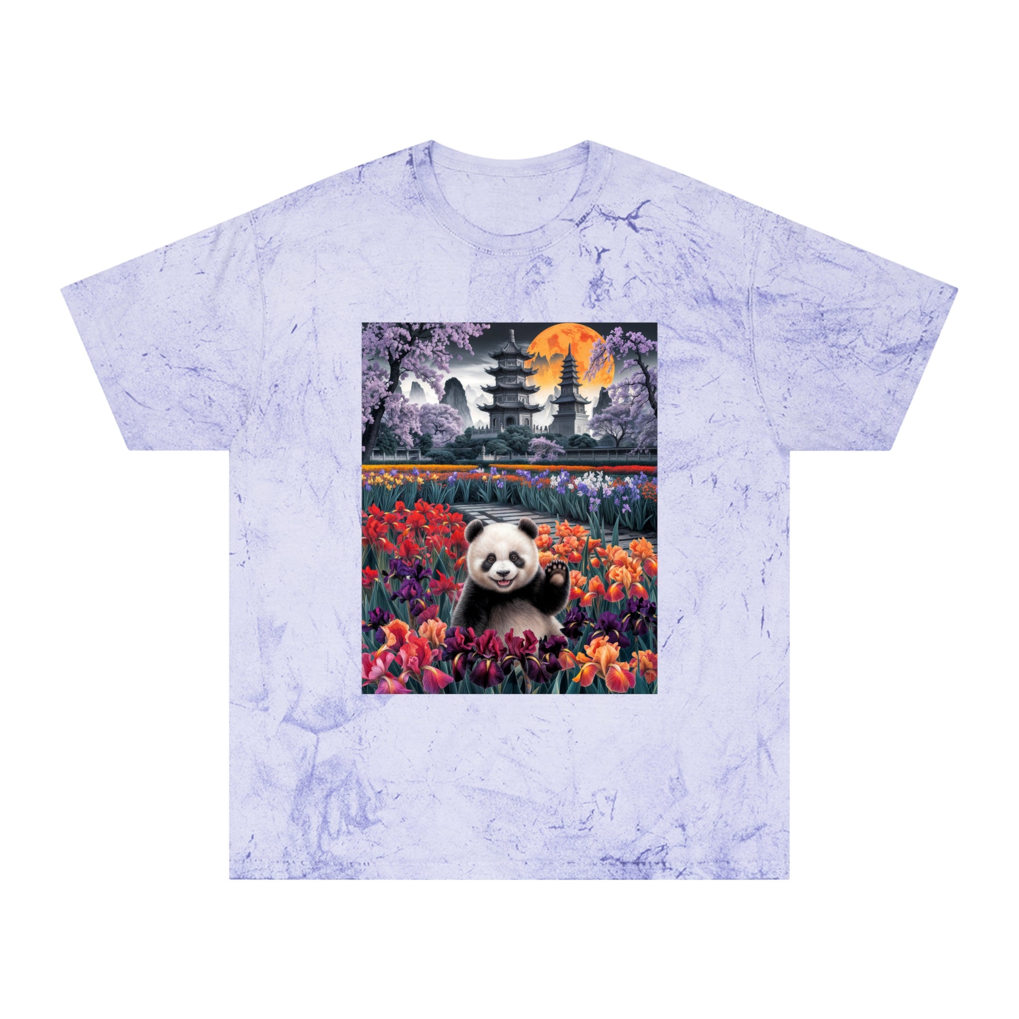 Vibrant Panda Delight Unisex T-Shirt - Colorful Floral Design - Angel Body