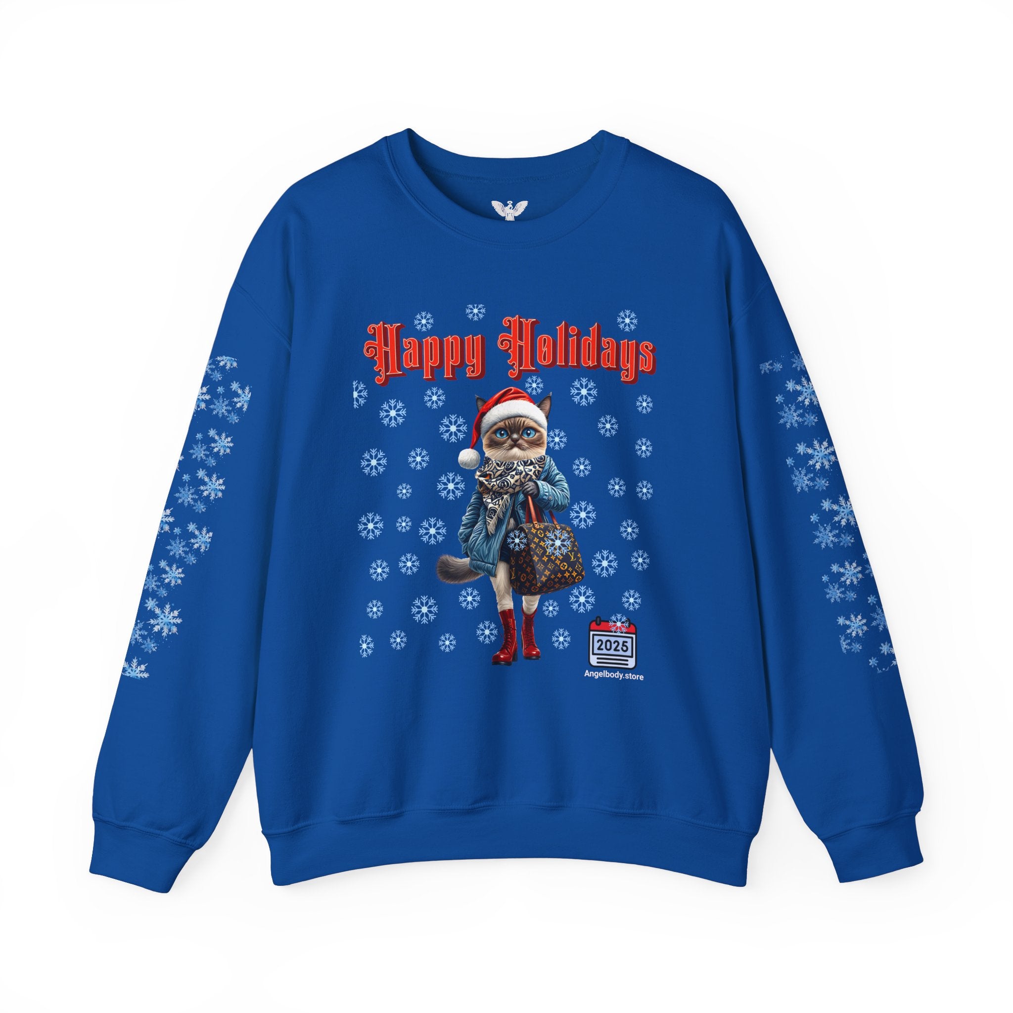 Holiday Cat Crewneck Sweatshirt - Angel Body