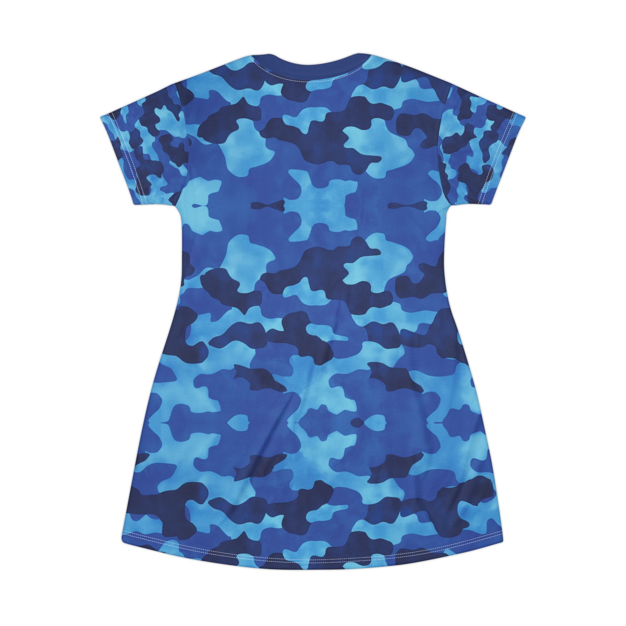 Blue Camo Print T-Shirt Dress - Comfortable and Stylish for Casual Wear - Angel Body