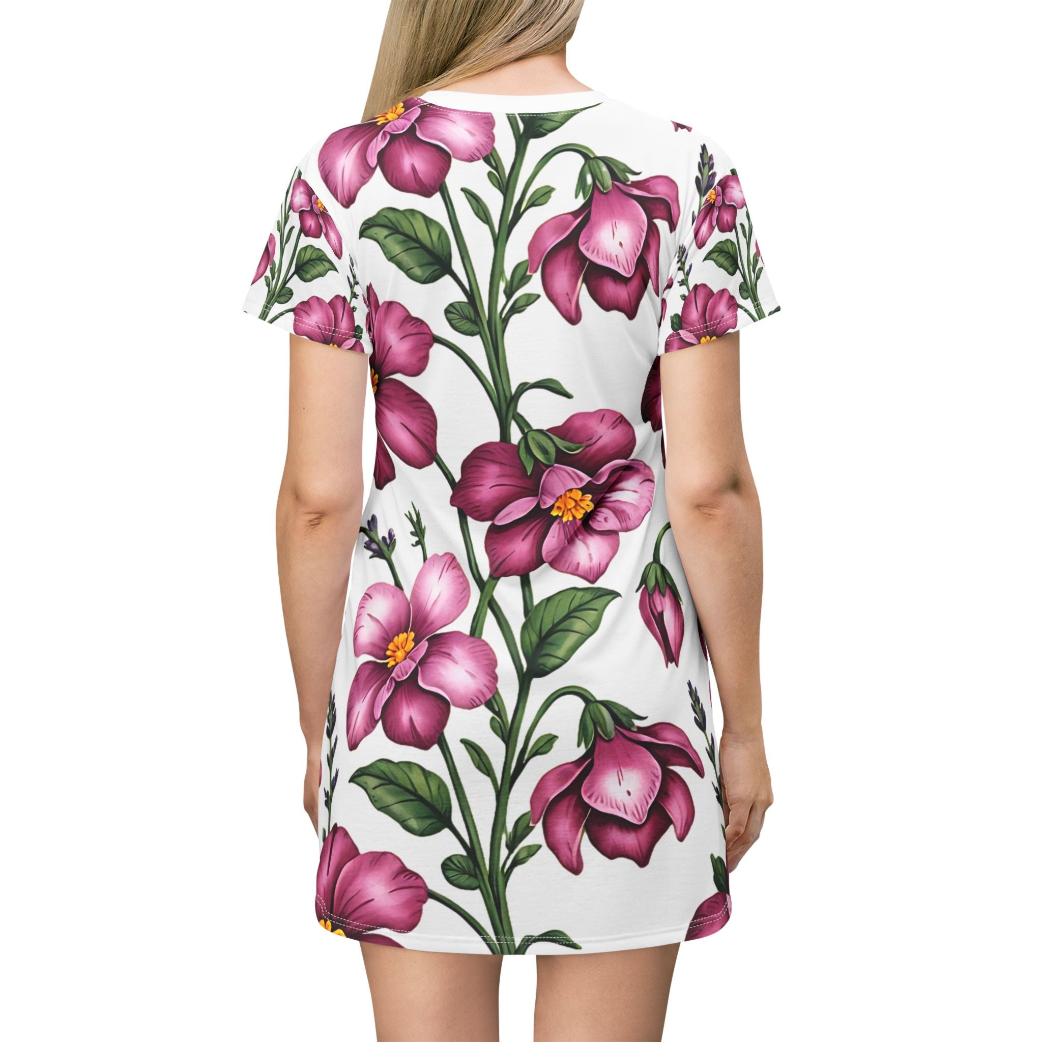 Floral T-Shirt Dress - Elegant, Comfortable Everyday Wear for Spring & Summer - Angel Body