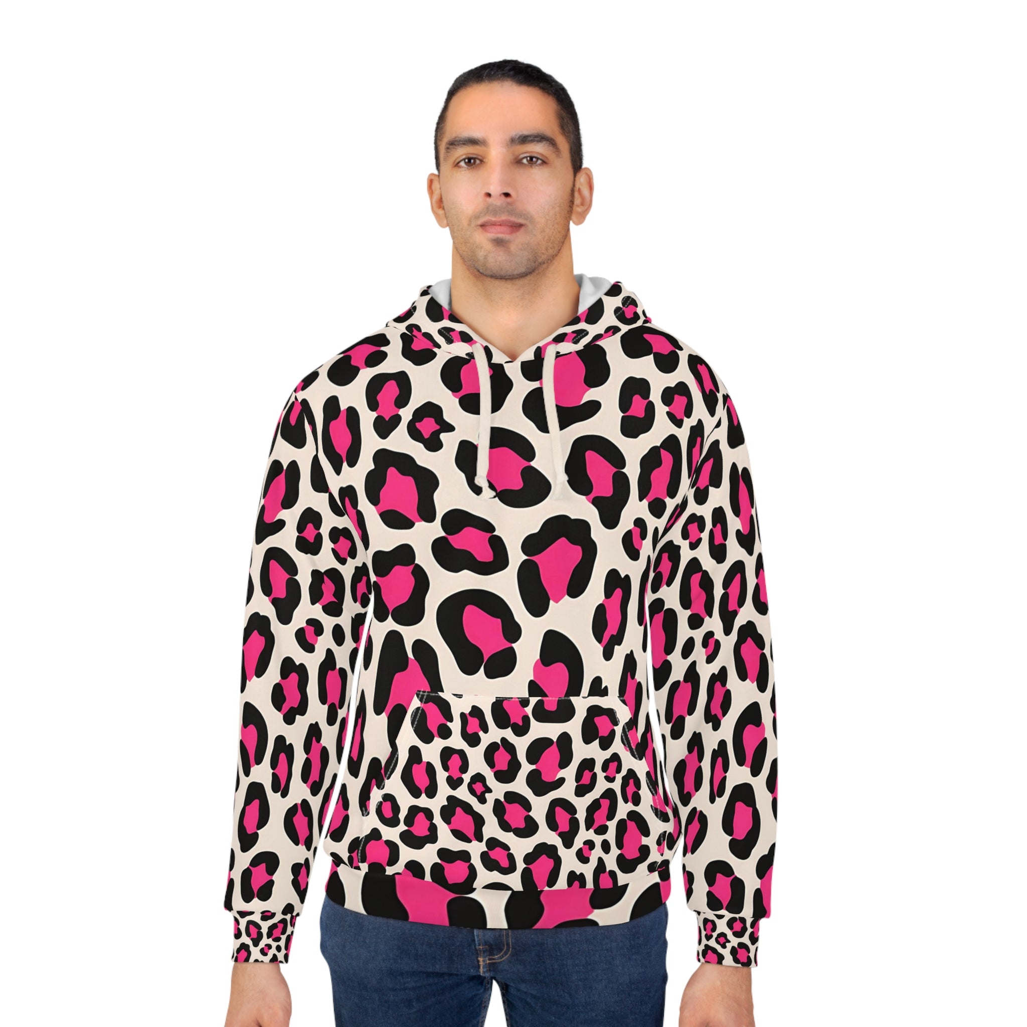 Very Popular Fun Bold Pink Leopard Print Unisex Pullover Hoodie This one is eye candy. - Angel Body