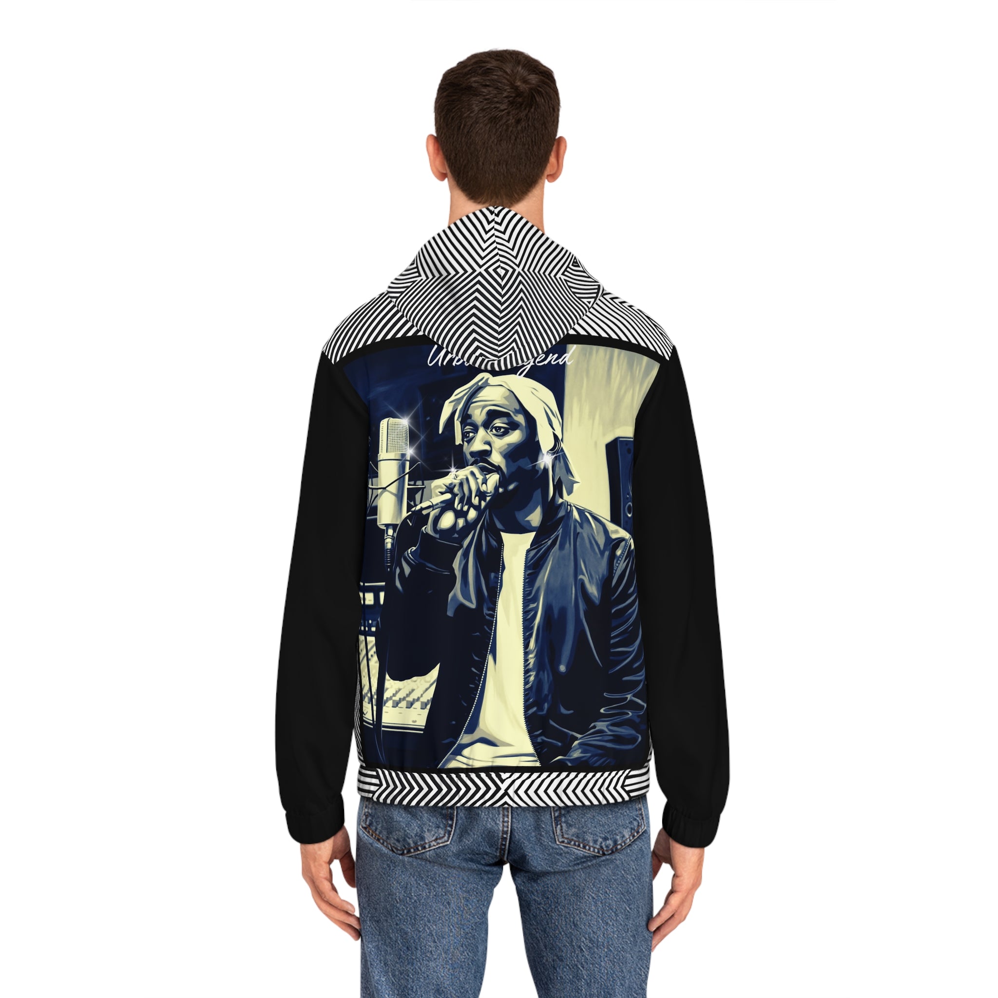 Urban Legend 2 Full-Zip Hoodie | Stylish Black & White Graphic Sweatshirt for Music Lovers - Angel Body