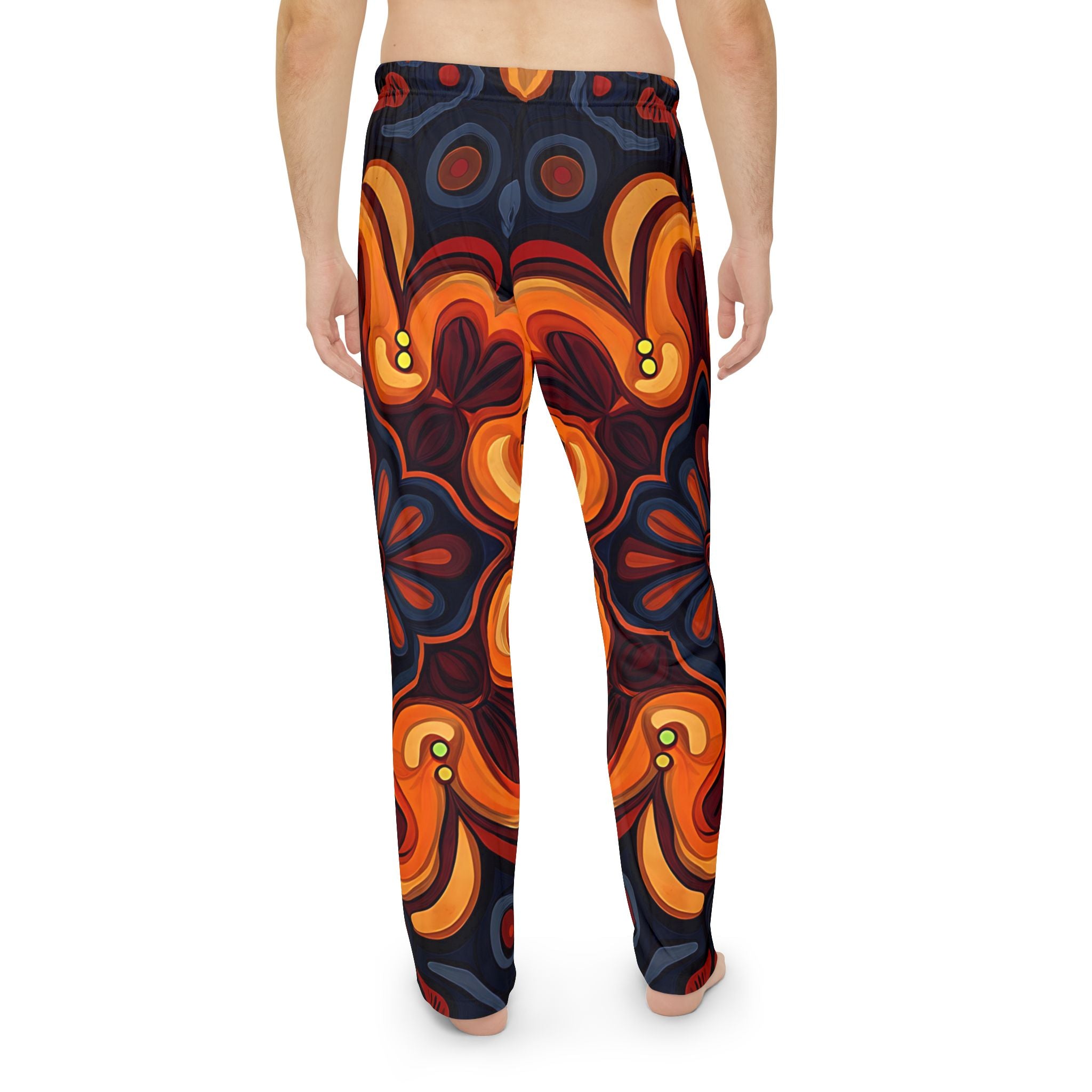 Men's Lounging Pajama Pants - Colorful Retro Floral Design for Cozy Nights - Angel Body
