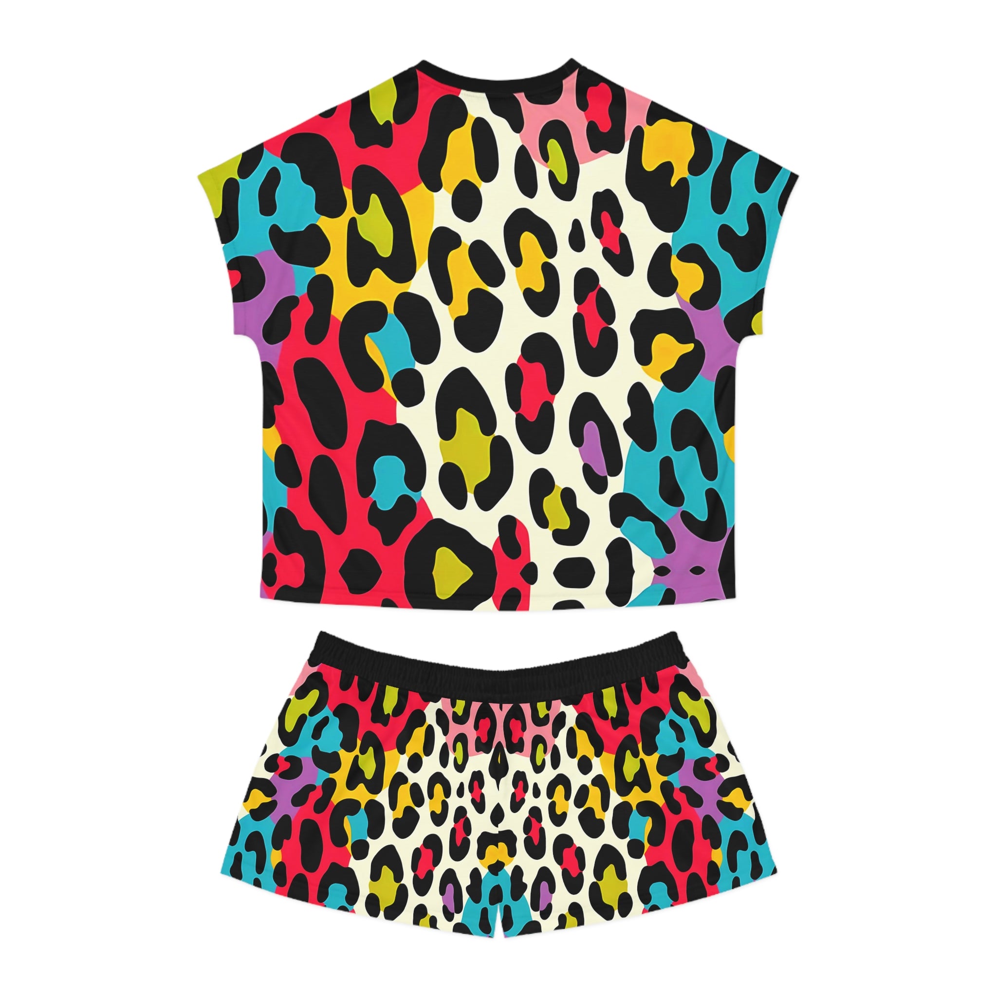 Colorful Leopard Print Women's Short Pajama Set - Fun & Comfortable Sleepwear - Angel Body