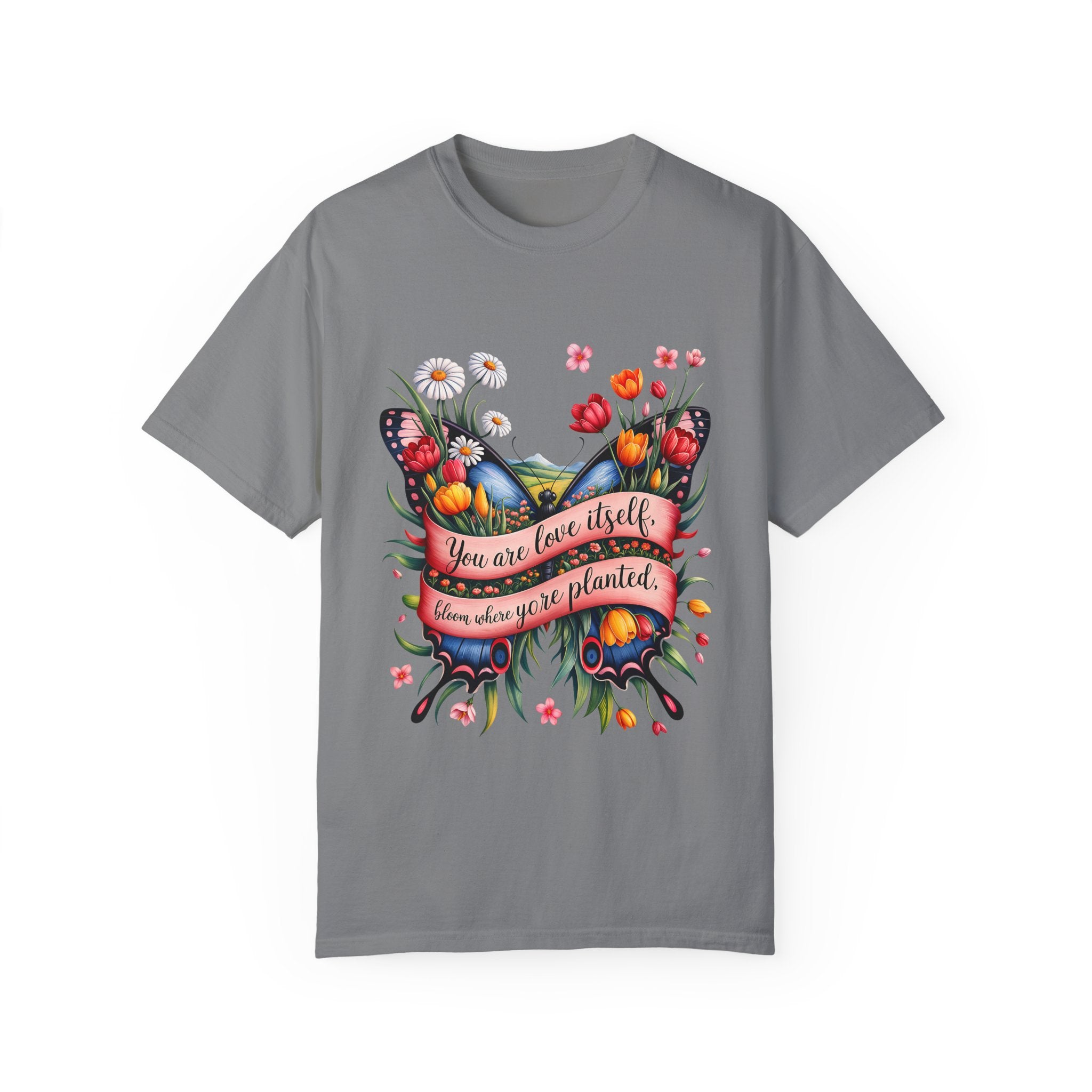 Butterfly Floral T-Shirt: "You Are Love Itself" Inspirational Design