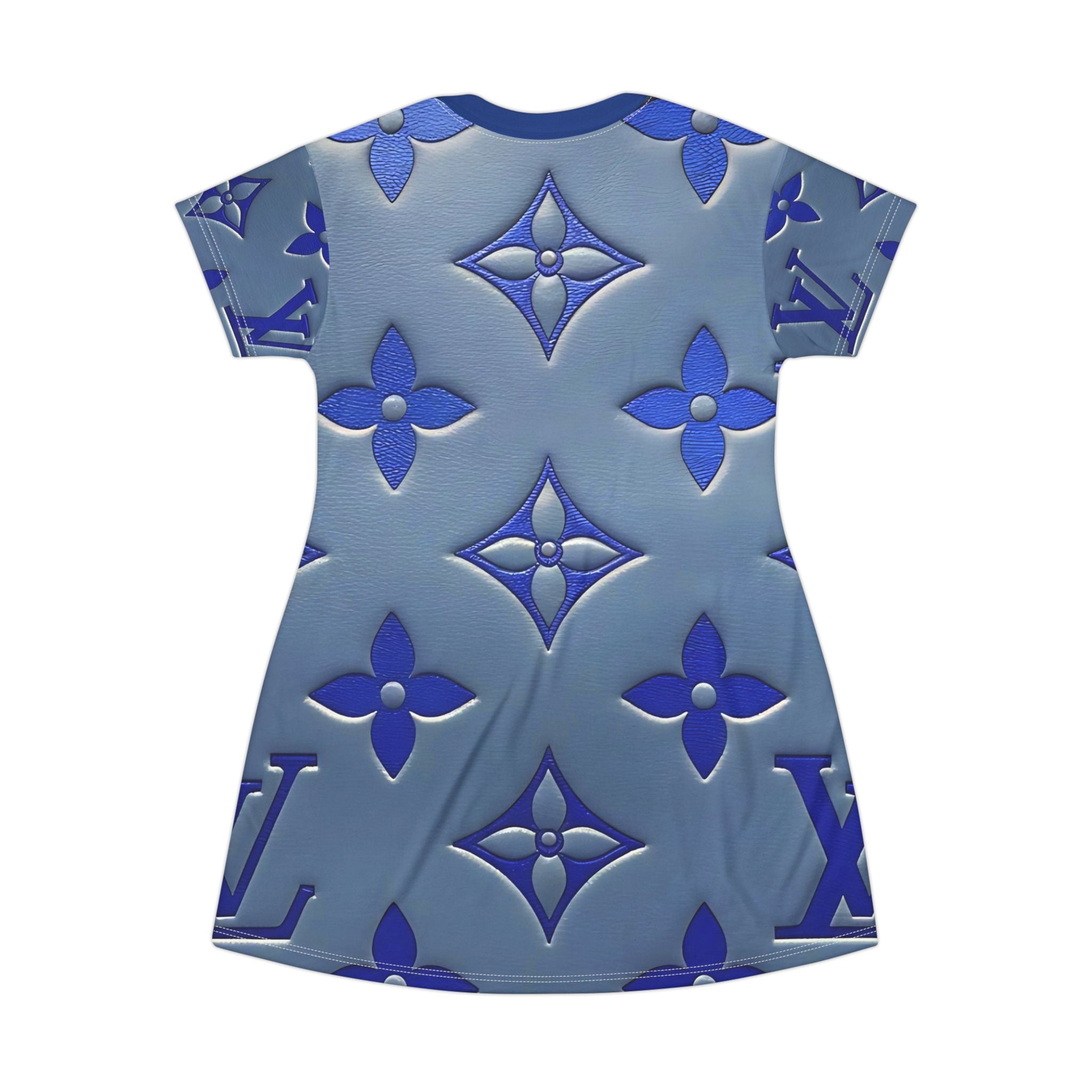 Chic Blue Designer T-Shirt Dress for Casual Elegance - Angel Body