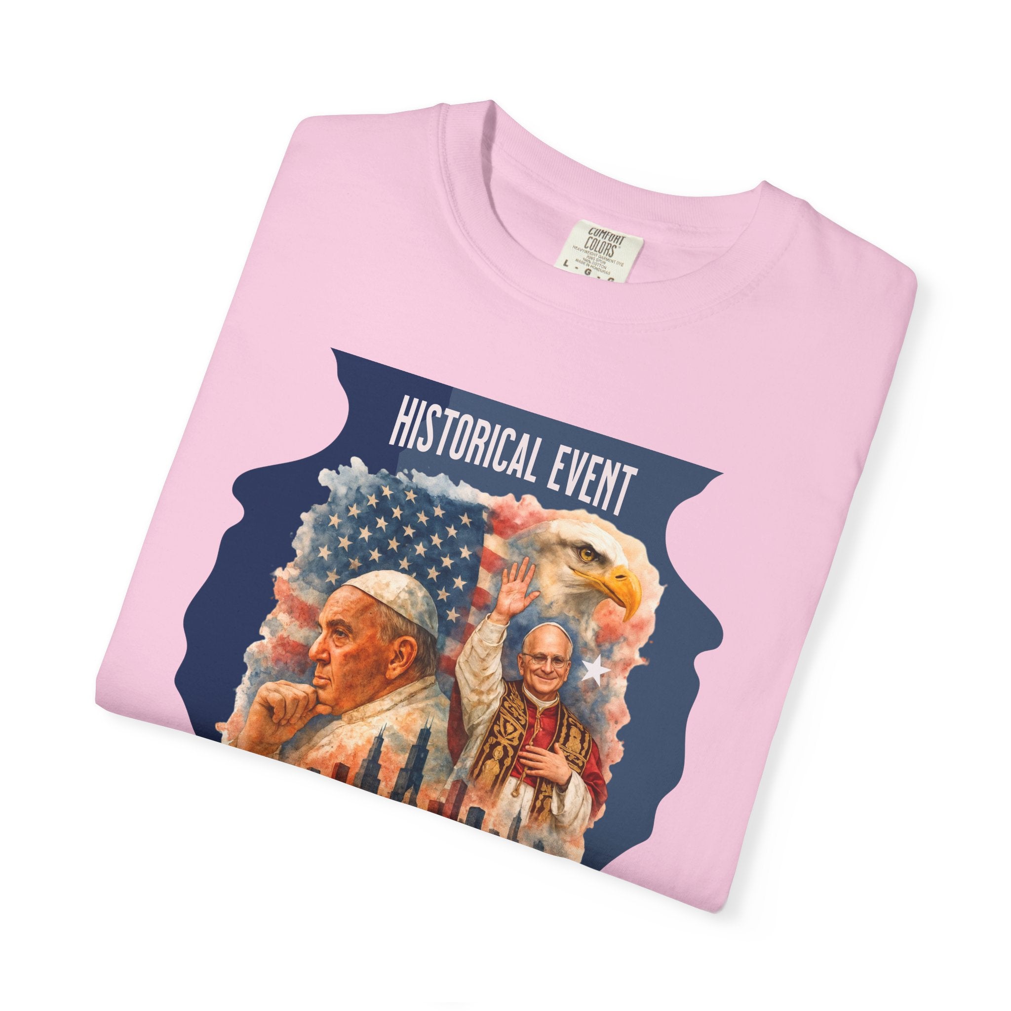 Historical Event T-Shirt - Congratulations to Leo XIV, Chicago's Own - Unisex Garment-Dyed Tee - Angel Body