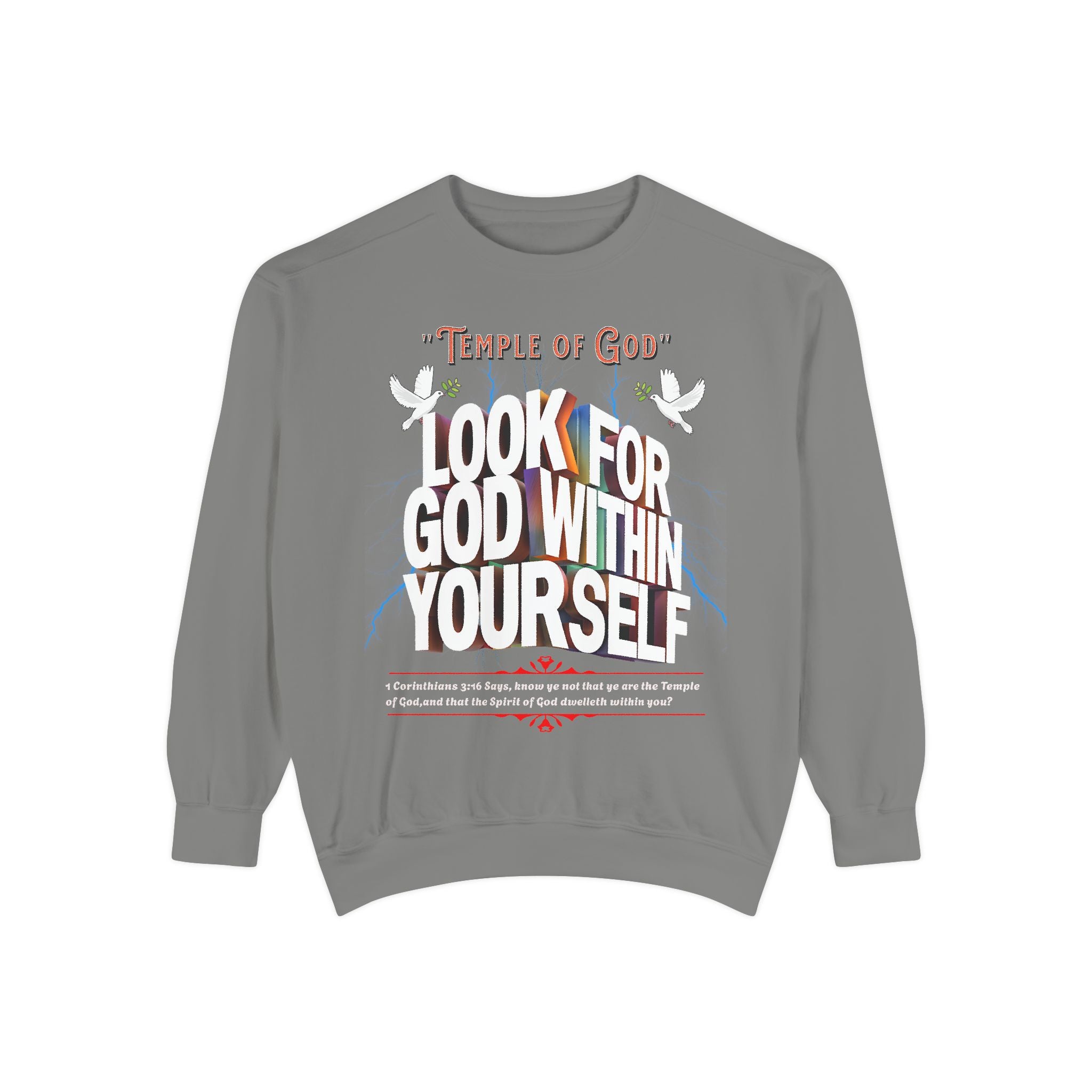 Unisex Temple of God Sweatshirt - Look for God Within Yourself - Angel Body