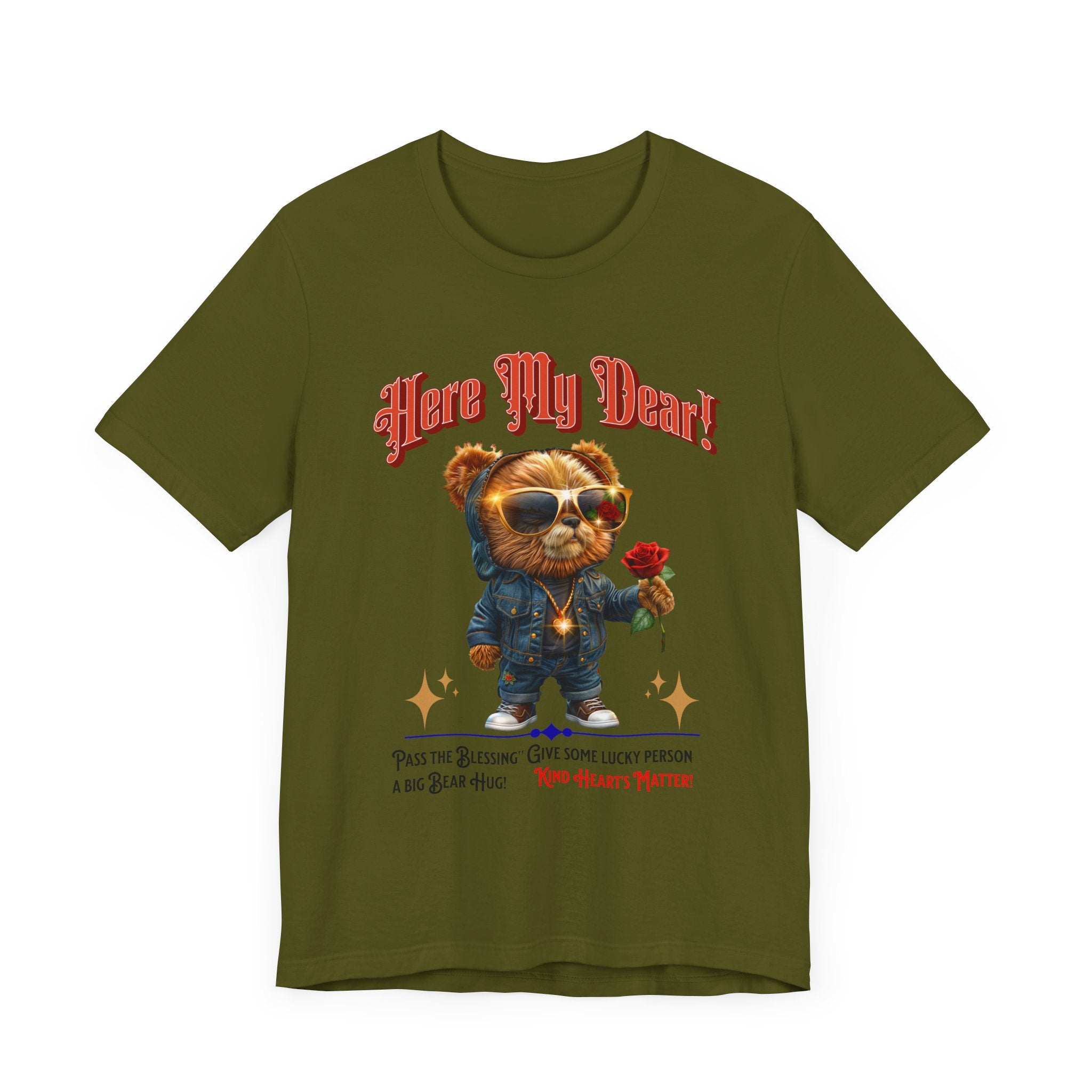 Teddy Bear Red Rose T-Shirt - Fun Cool Unisex Tee - Angel Body