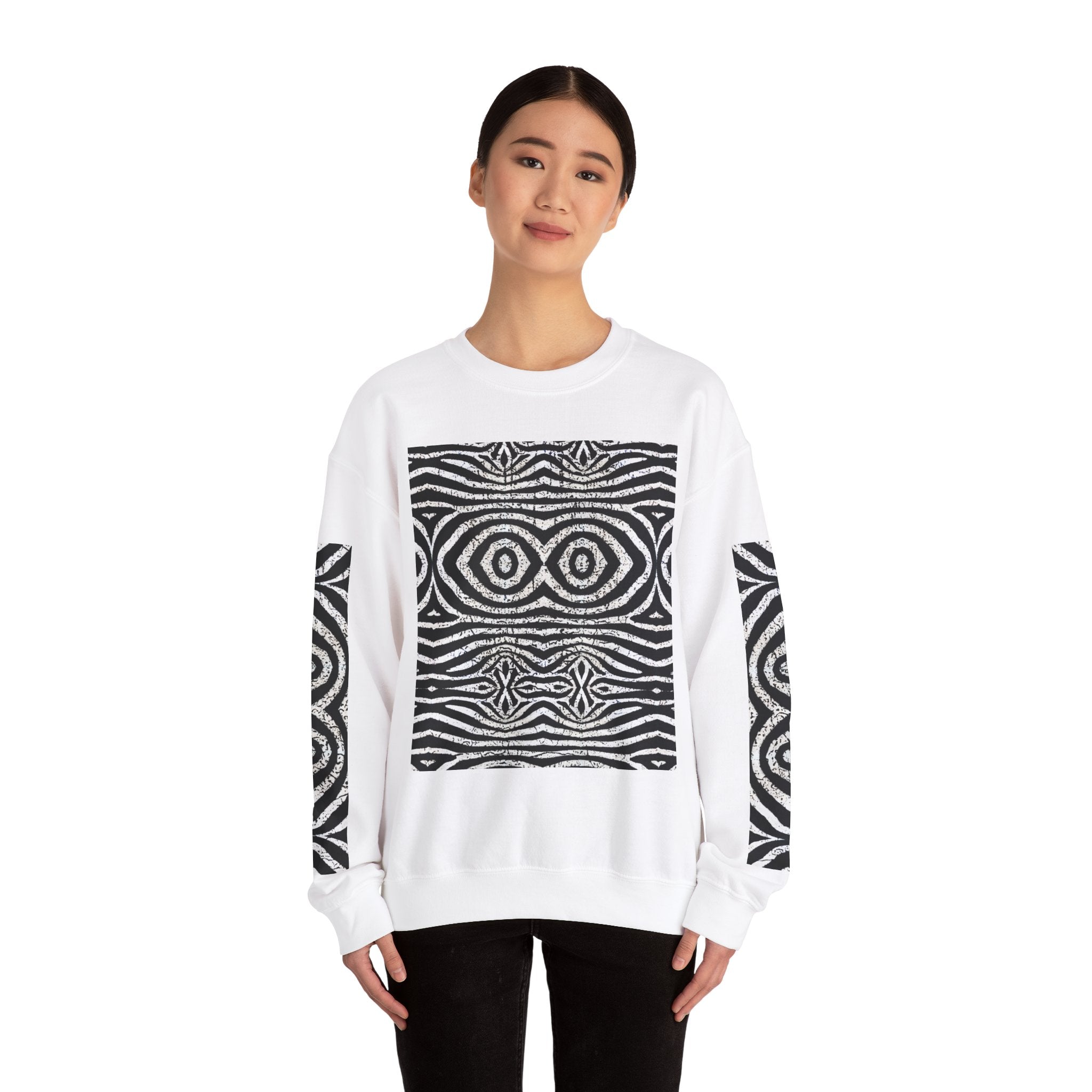 Abstract Tribal Pattern Unisex Heavy Blend Crewneck Sweatshirt - Angel Body